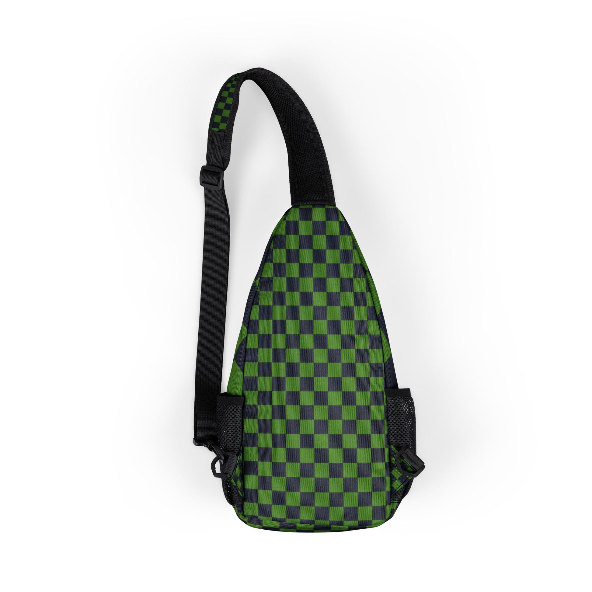 Checkerboard Black and Green Chest Bag (AOP), Artsulli - Art is Long, Life is Short, Bags, , , , , , , 