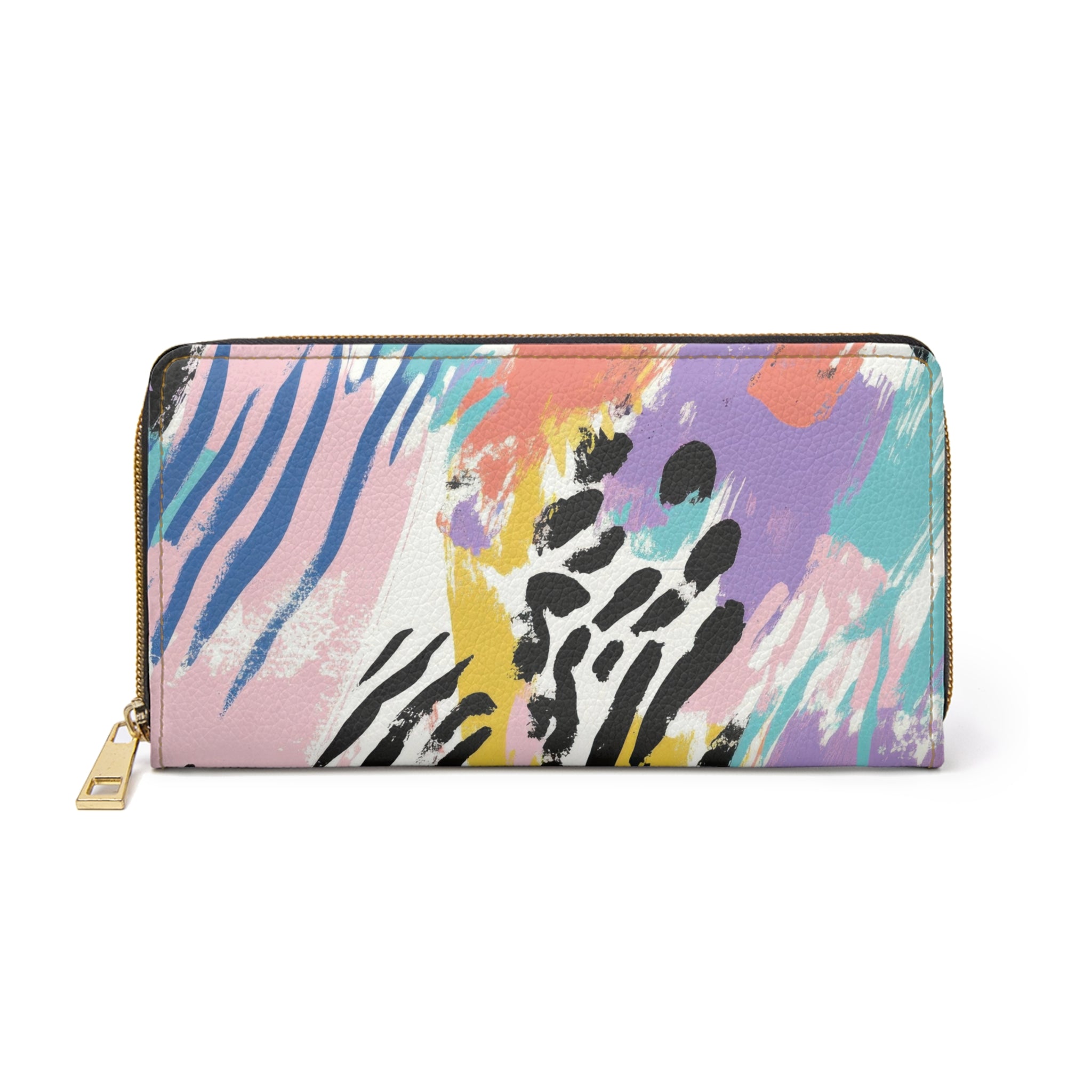 Wild Zebra Stripes x Paint Brush Strokes Multi-Color Zipper Wallet, Artsulli - Art is Long, Life is Short, Accessories, Size, One size, Color, White, , , 16116771627299