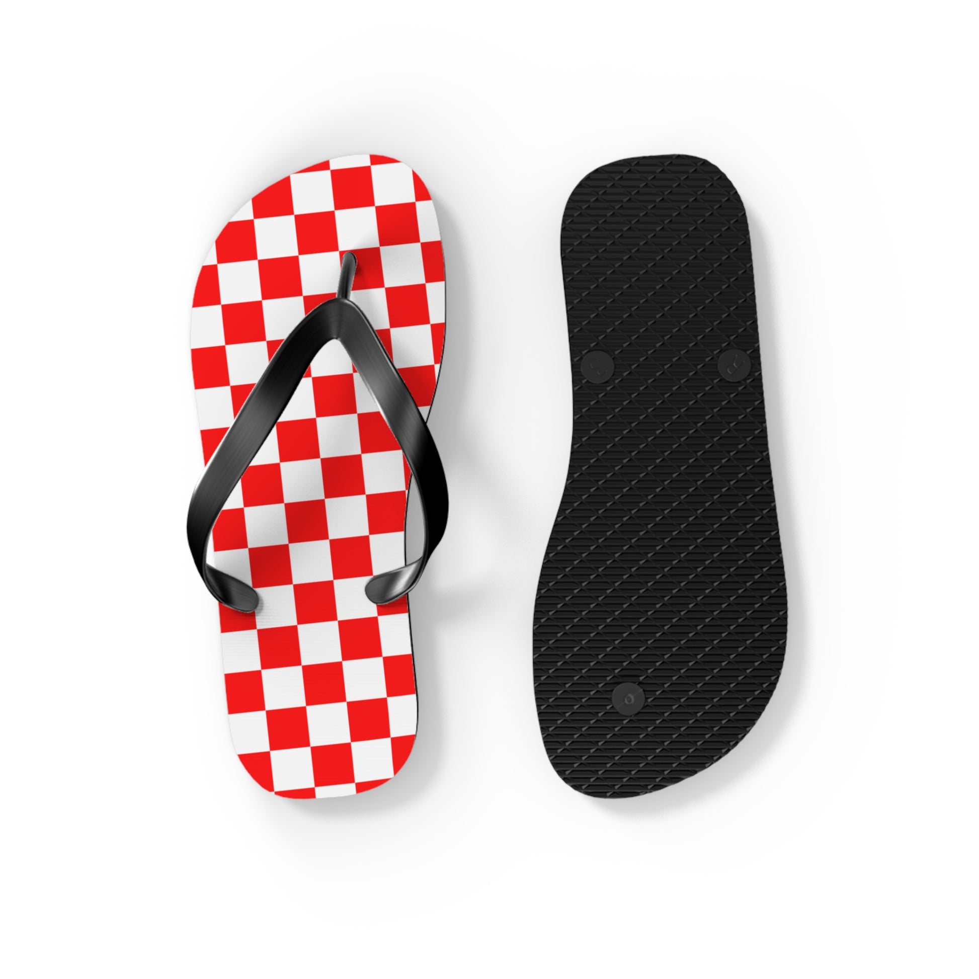 Checkerboard II Red and White Flip Flops, Artsulli - Art is Long, Life is Short, Shoes, , , , , , , 
