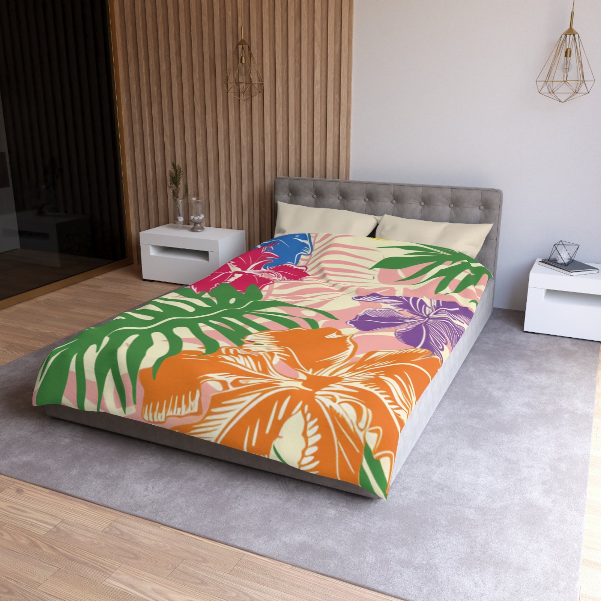 Blooming Tropical Flowers Microfiber Duvet Cover, Artsulli - Art is Long, Life is Short, Home Decor, , , , , , , 