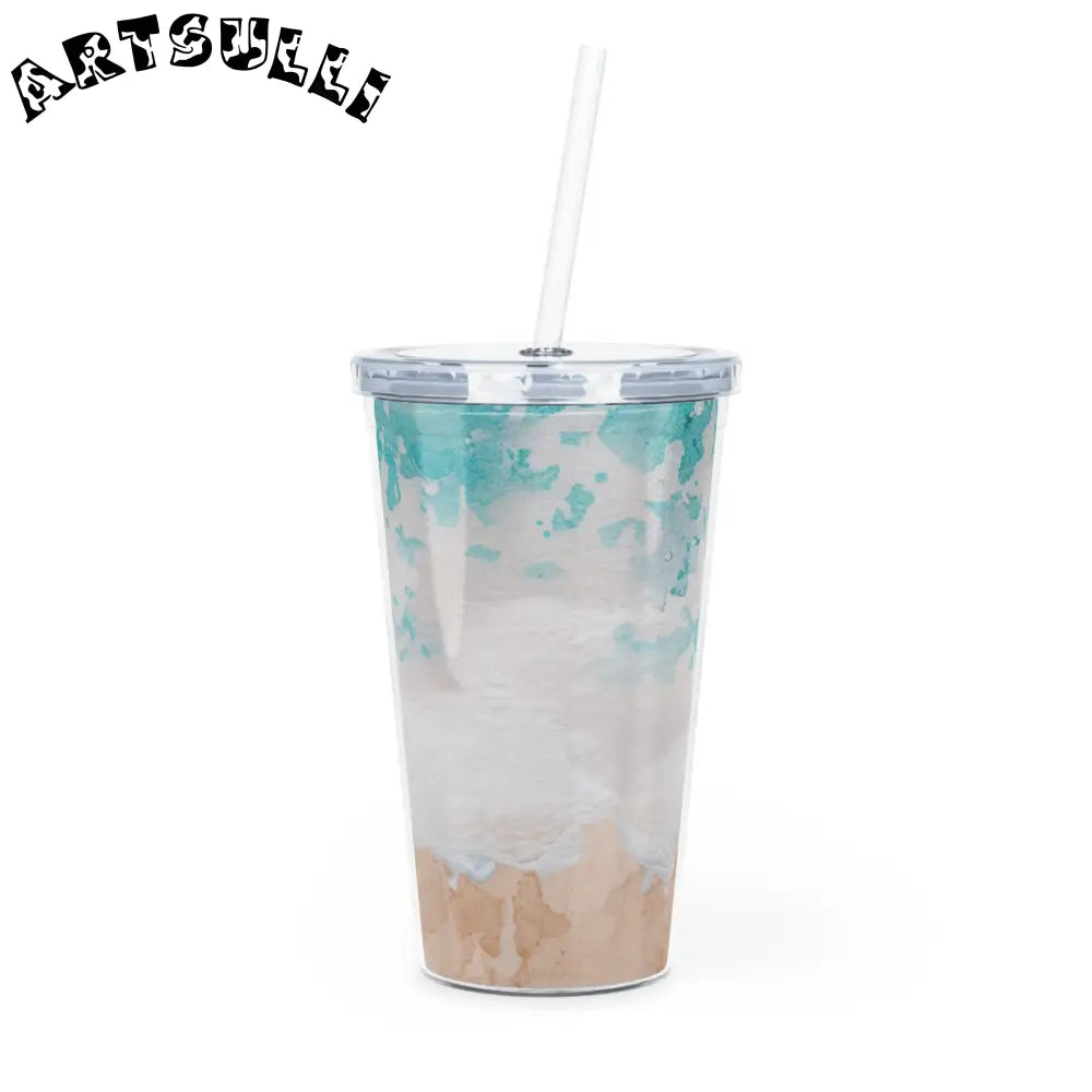 JAKKOUTTHEBXX Teal Abstract Artistic Work Plastic Tumbler
