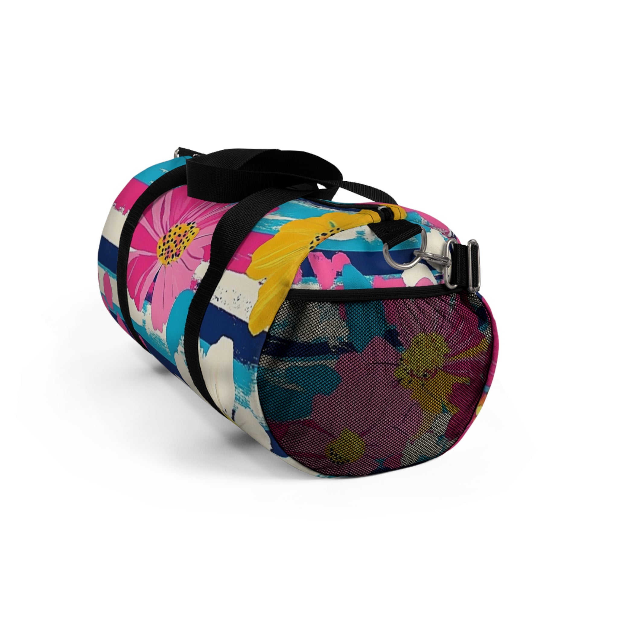 Dayglo Floral Stripes II Multi-Color Duffel Bag, Artsulli - Art is Long, Life is Short, Bags, , , , , , , 
