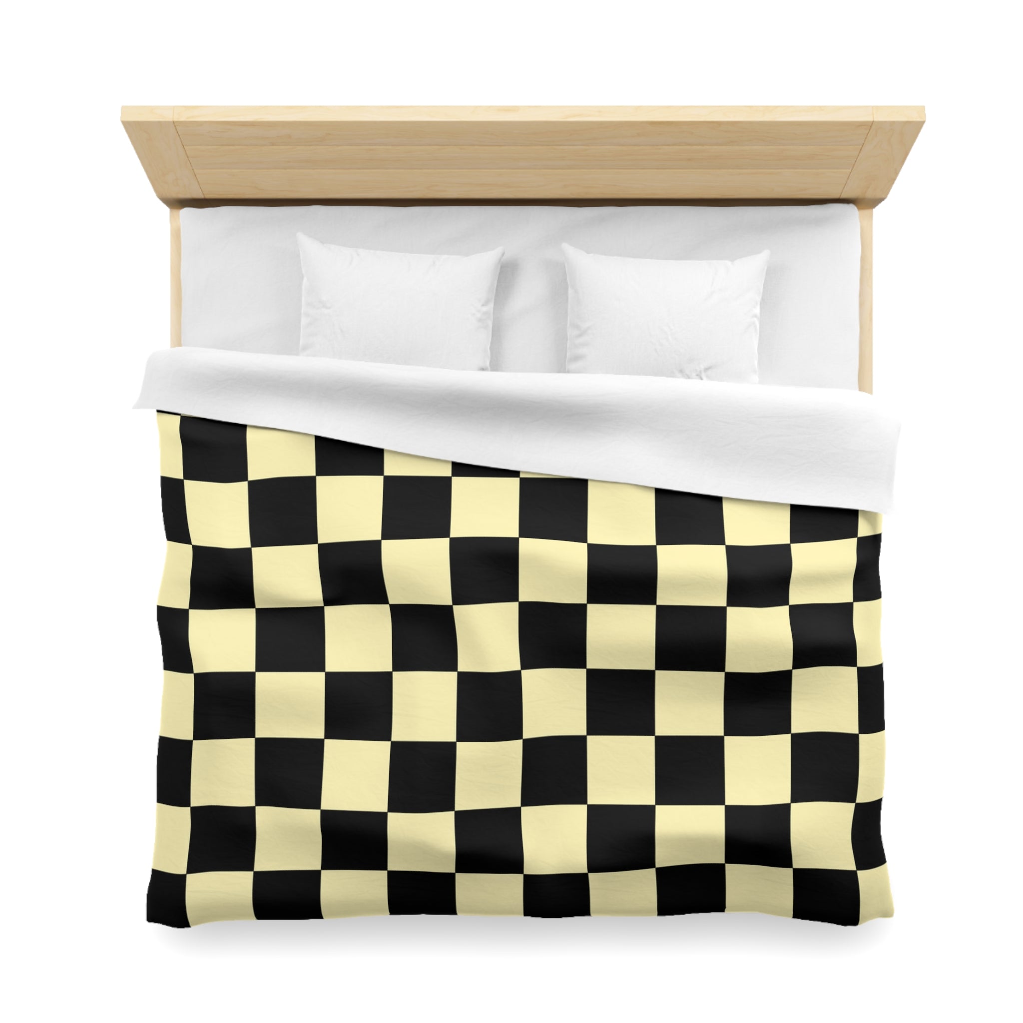 Checkerboard Black and Yellow Microfiber Duvet Cover, Artsulli - Art is Long, Life is Short, Home Decor, , , , , , , 