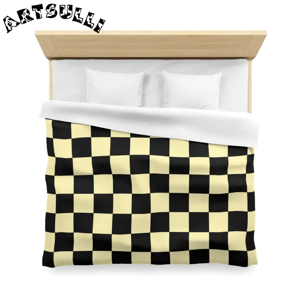 JAKKOUTTHEBXX Checkerboard Black and Yellow Microfiber Duvet Cover