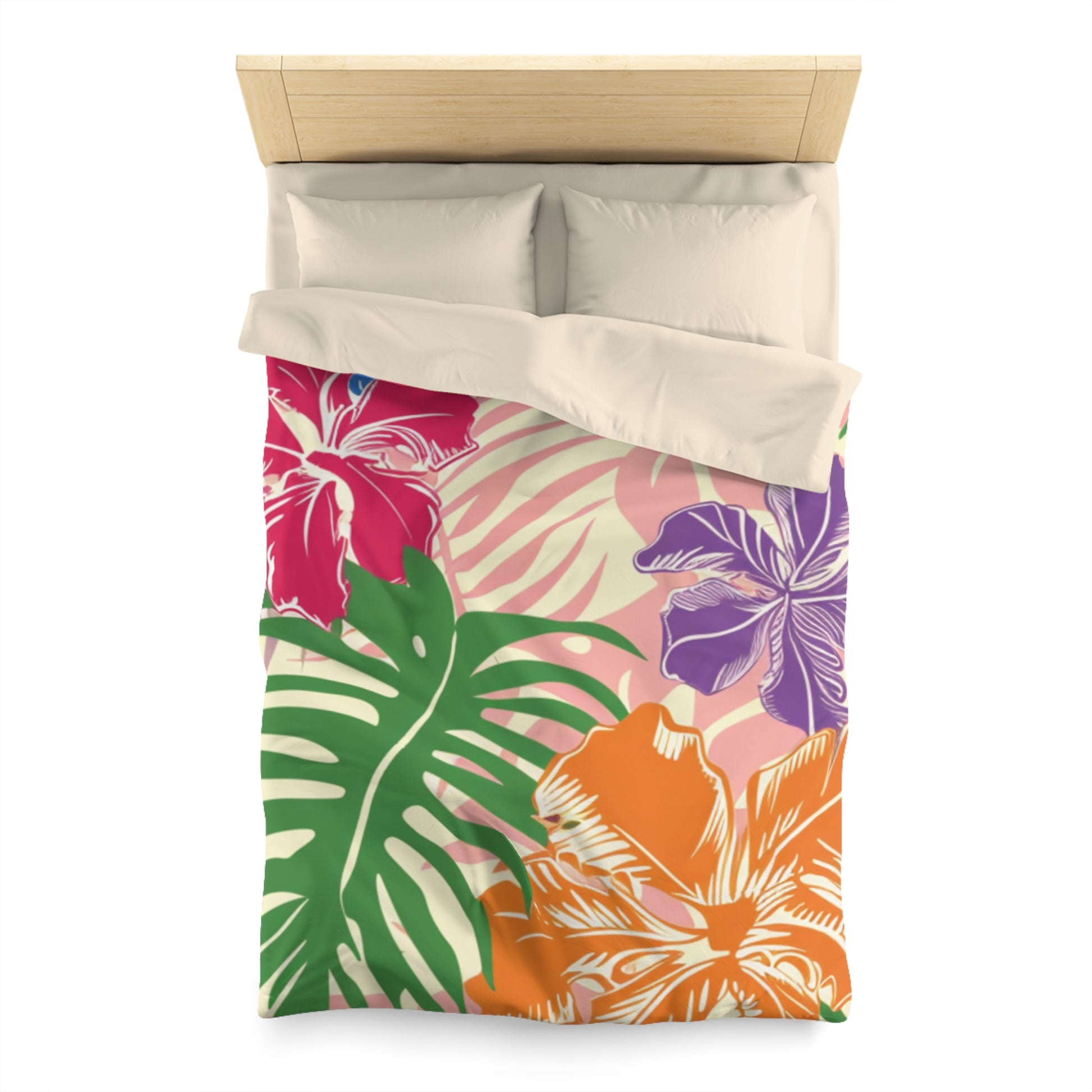 Blooming Tropical Flowers Microfiber Duvet Cover, Artsulli - Art is Long, Life is Short, Home Decor, , , , , , , 