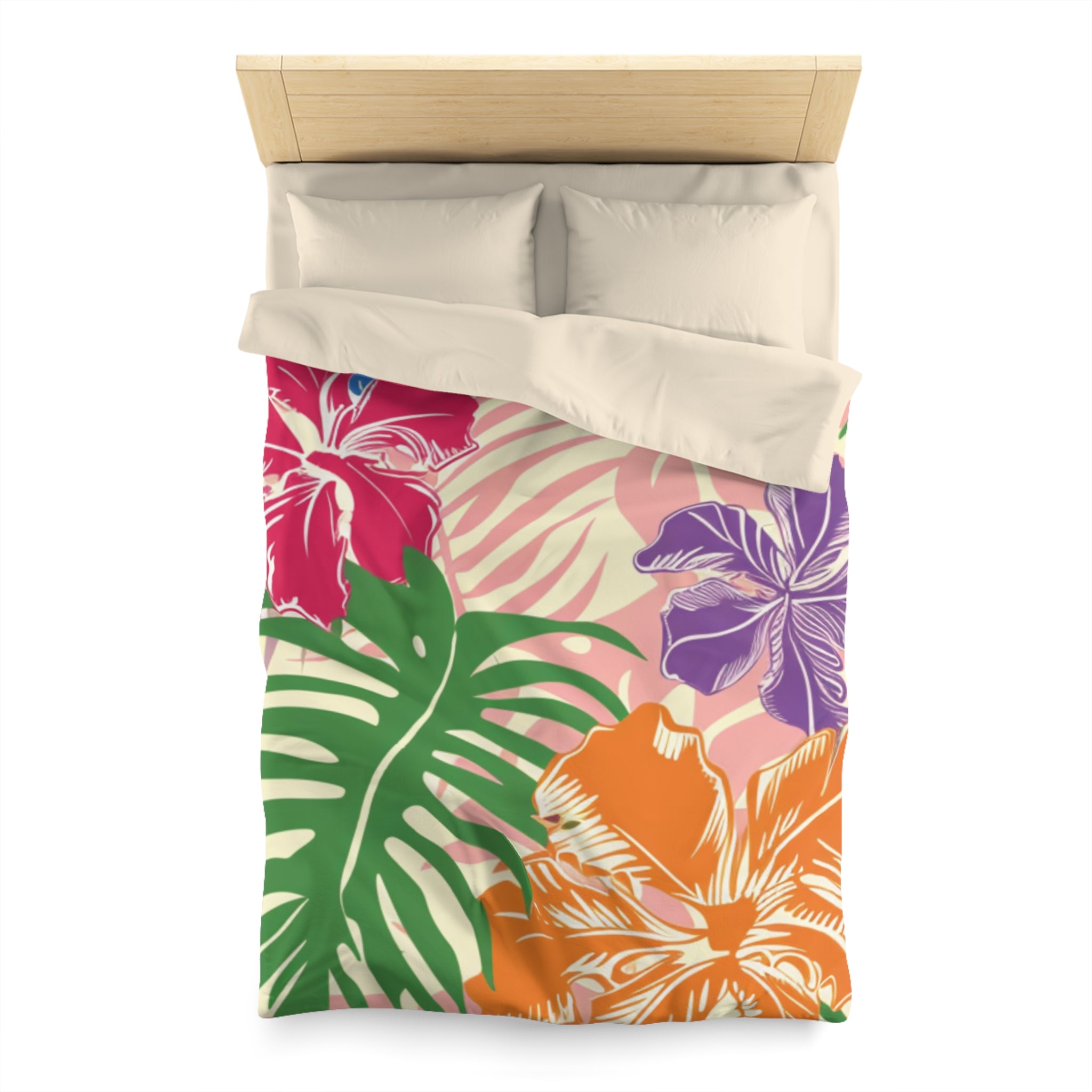 Blooming Tropical Flowers Microfiber Duvet Cover, Artsulli - Art is Long, Life is Short, Home Decor, , , , , , , 