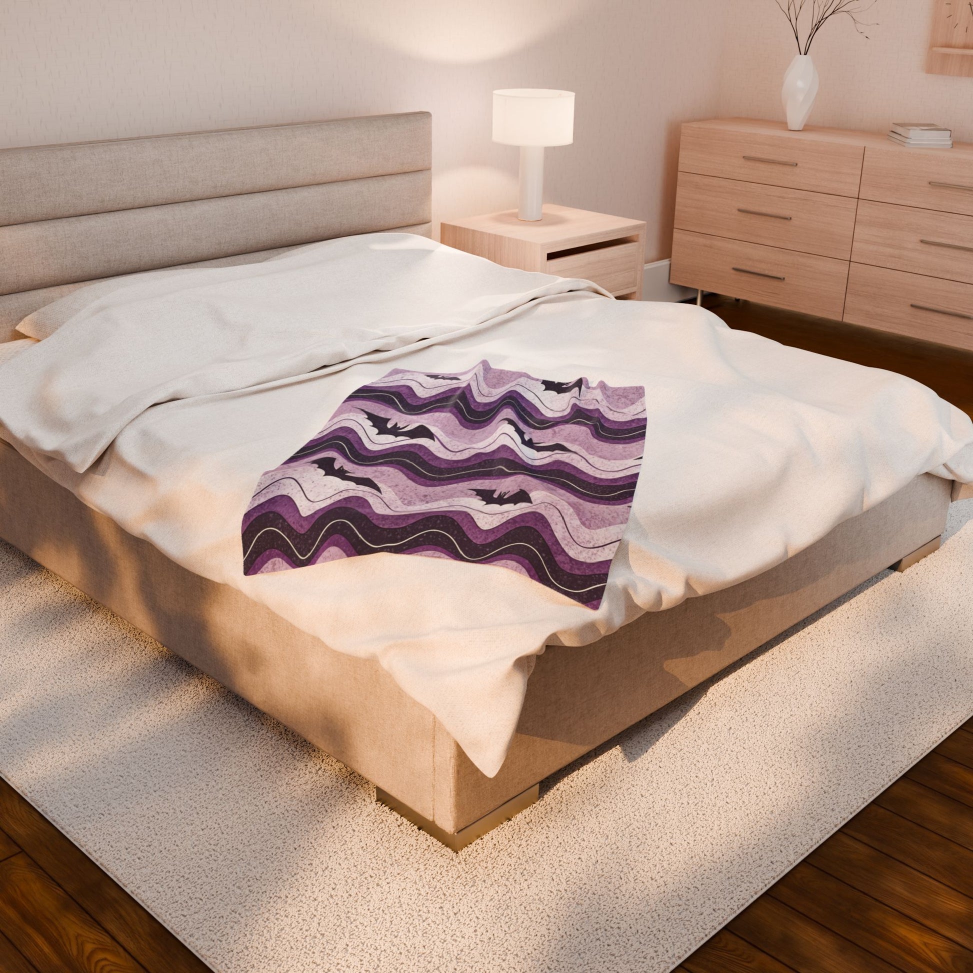 Bat Wave Velveteen Plush Blanket, Artsulli - Art is Long, Life is Short, All Over Prints, , , , , , , 