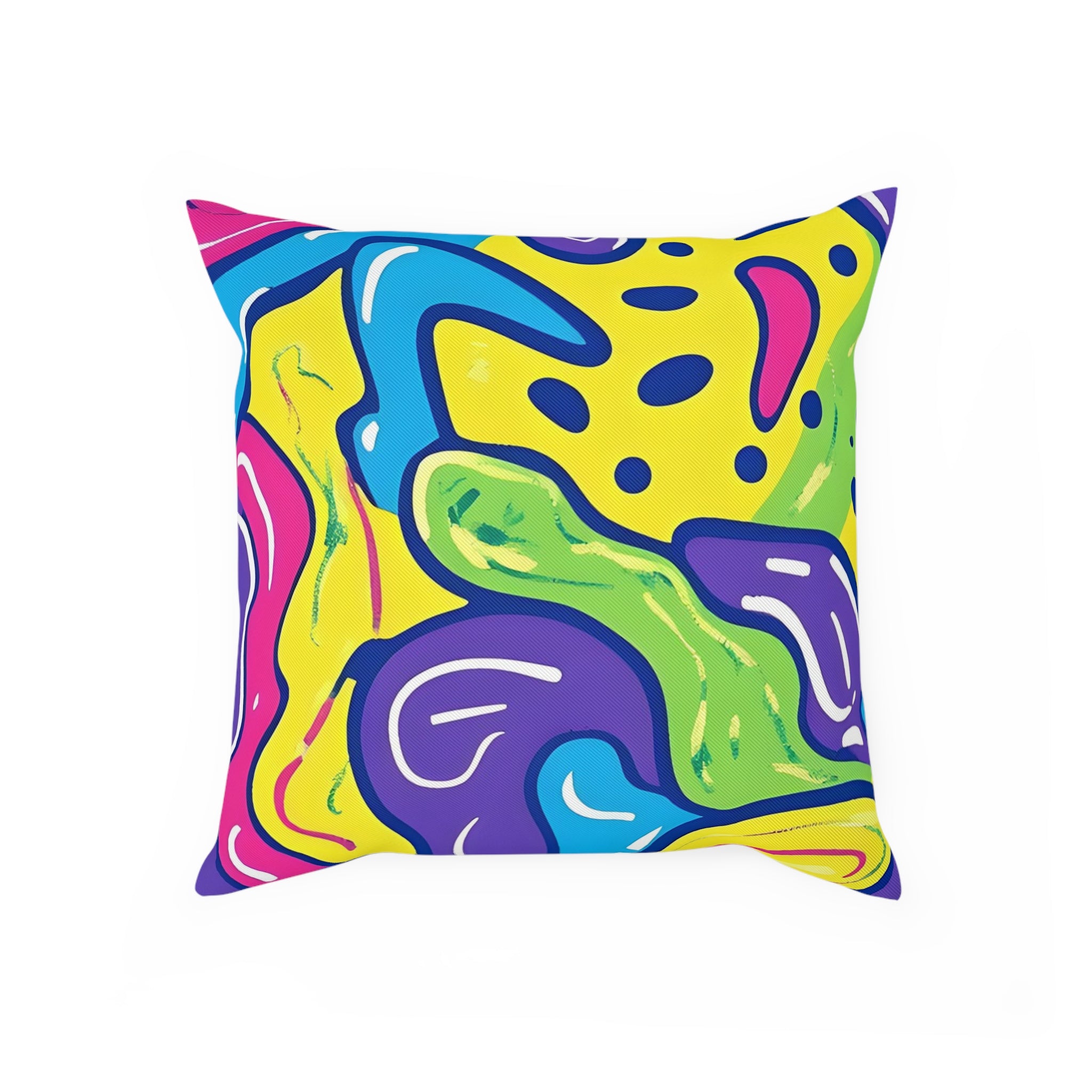 90s Trippy Slime Cushion, Artsulli - Art is Long, Life is Short, Home Decor, Size, 15.7" × 15.7", , , , , 16998096981173332208