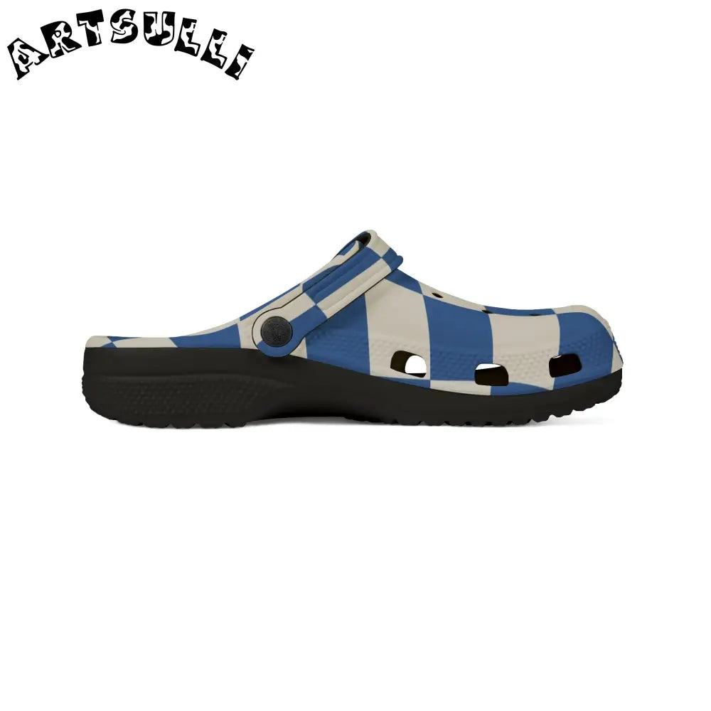 JAKKOUTTHEBXX Checkerboard Blue EVA Foam Rubber Shoes (AOP)