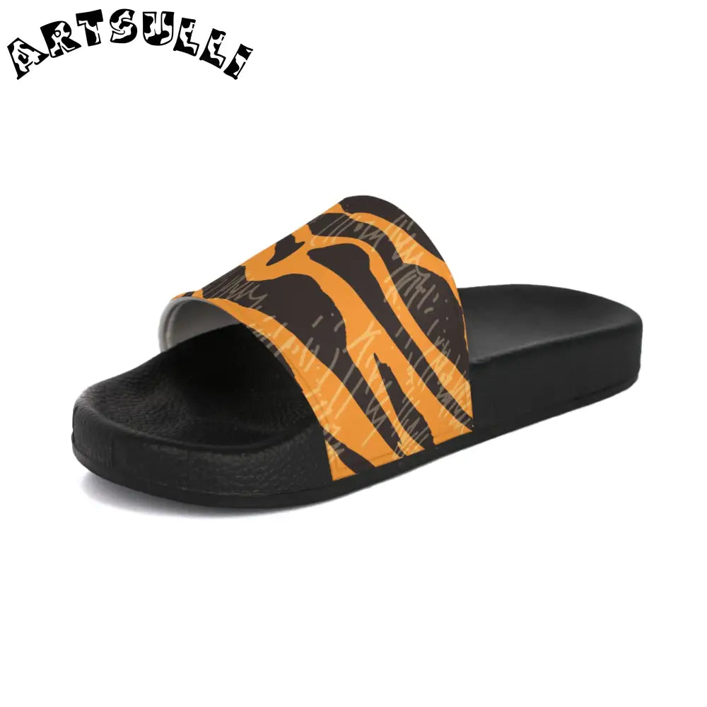 JAKKOUTTHEBXX Tiger Scratches Orange & Black Men’s Slide Sandals