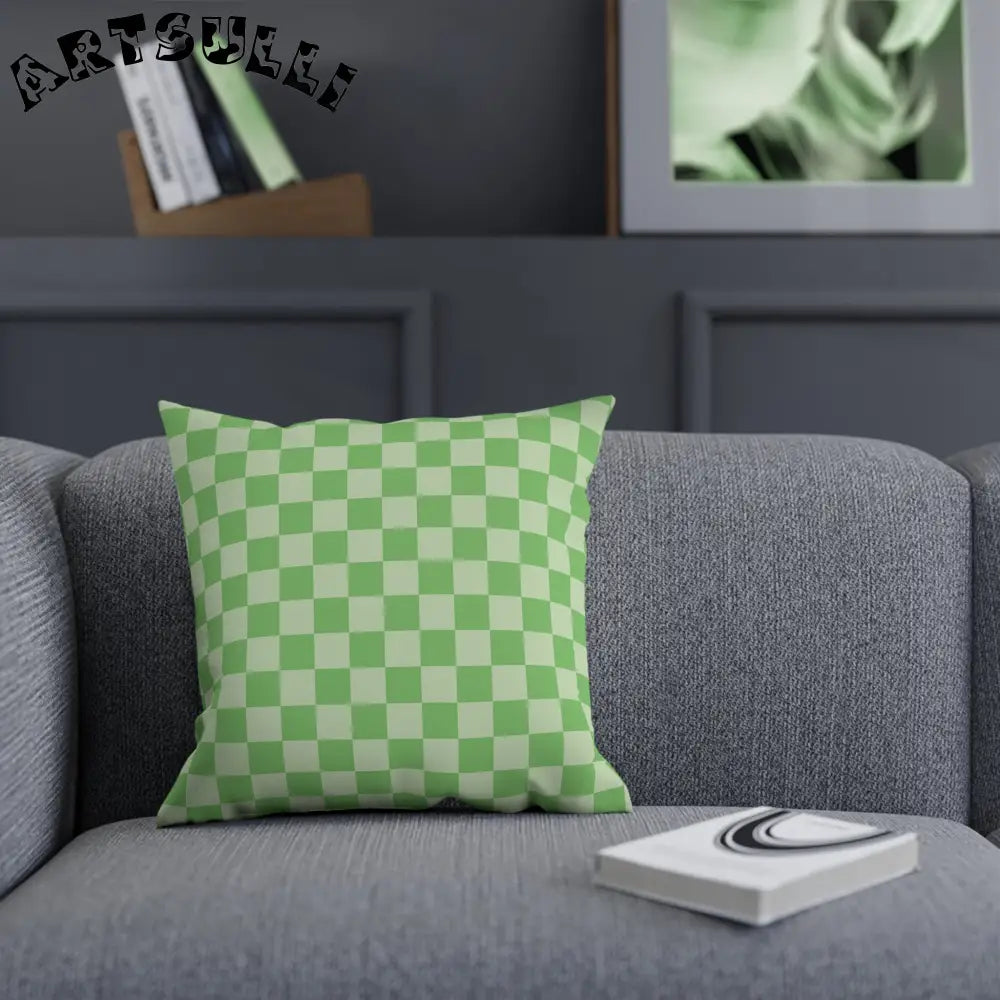 JAKKOUTTHEBXX Checkerboard Green Cushion JAKKOUTTHEBXX Artsulli