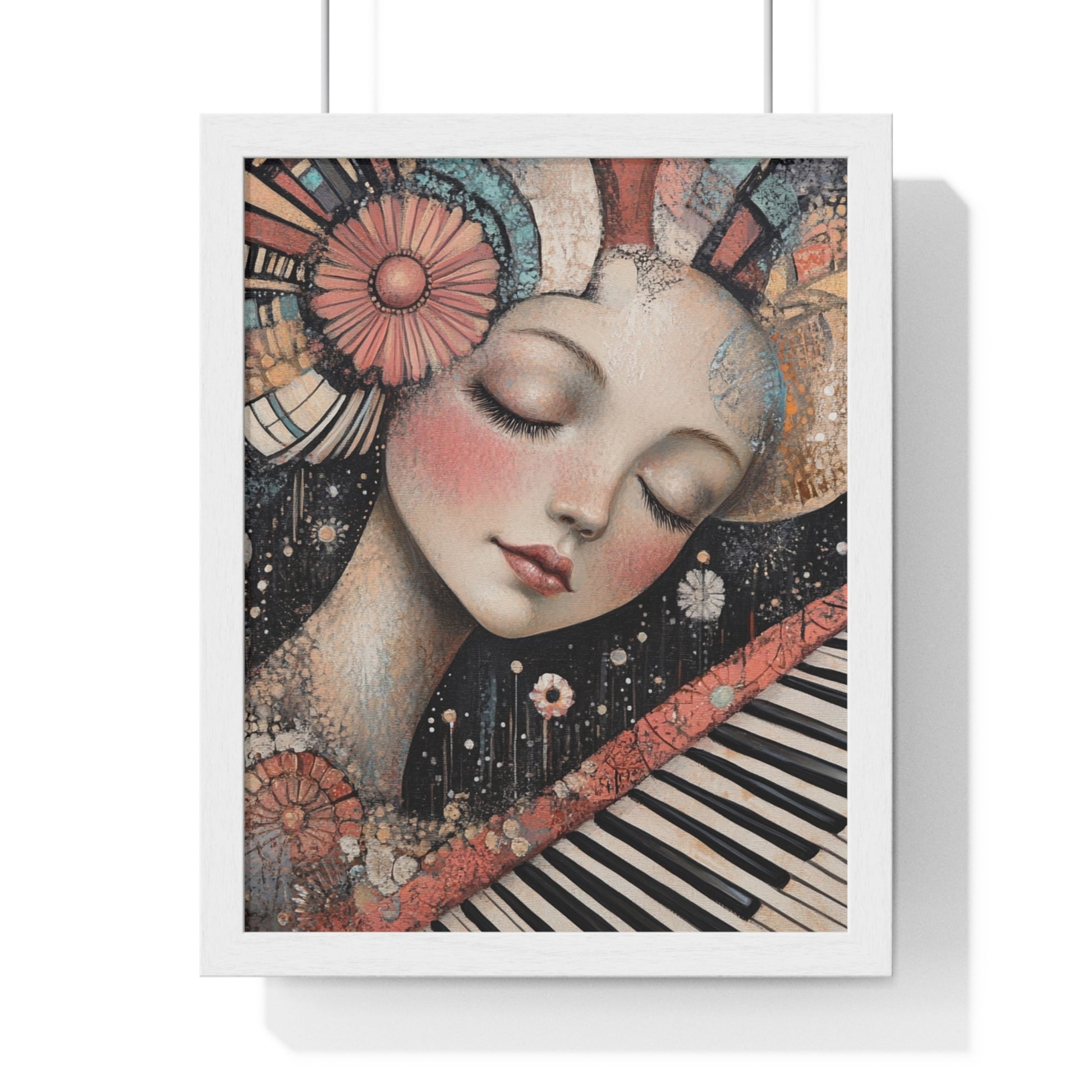Queen Of Piano Dreams Vertical Framed Poster, Artsulli - Art is Long, Life is Short, Poster, Size, 11″ x 14″, Color, White, , , 12532349392708677081