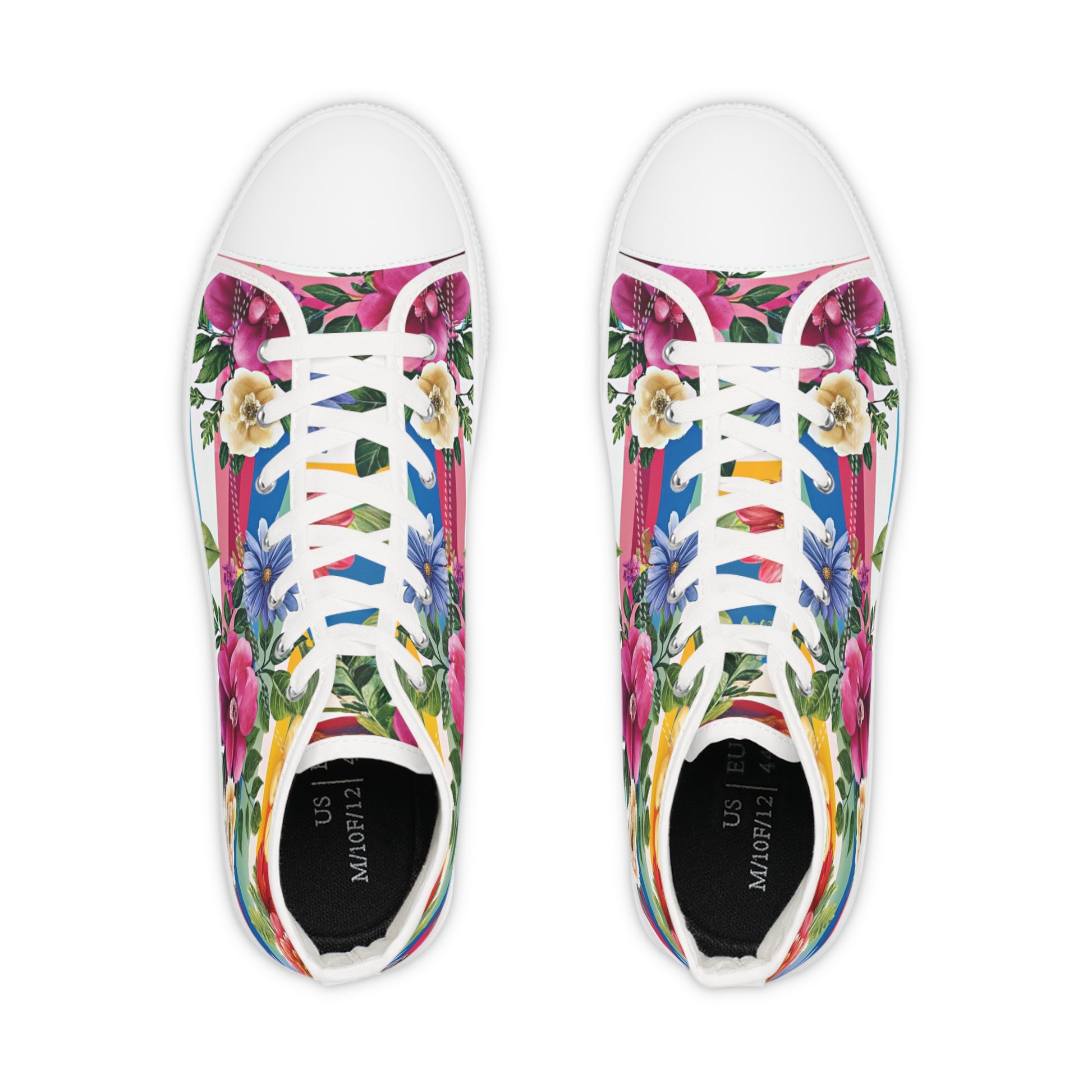 Floral Stripe 4K II Men's High Top Sneakers, Artsulli - Art is Long, Life is Short, Shoes, , , , , , , 