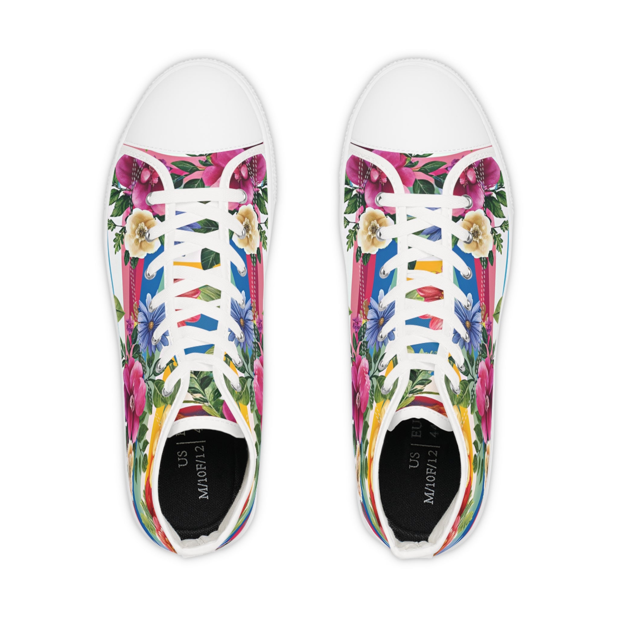 Floral Stripe 4K II Men's High Top Sneakers, Artsulli - Art is Long, Life is Short, Shoes, , , , , , , 