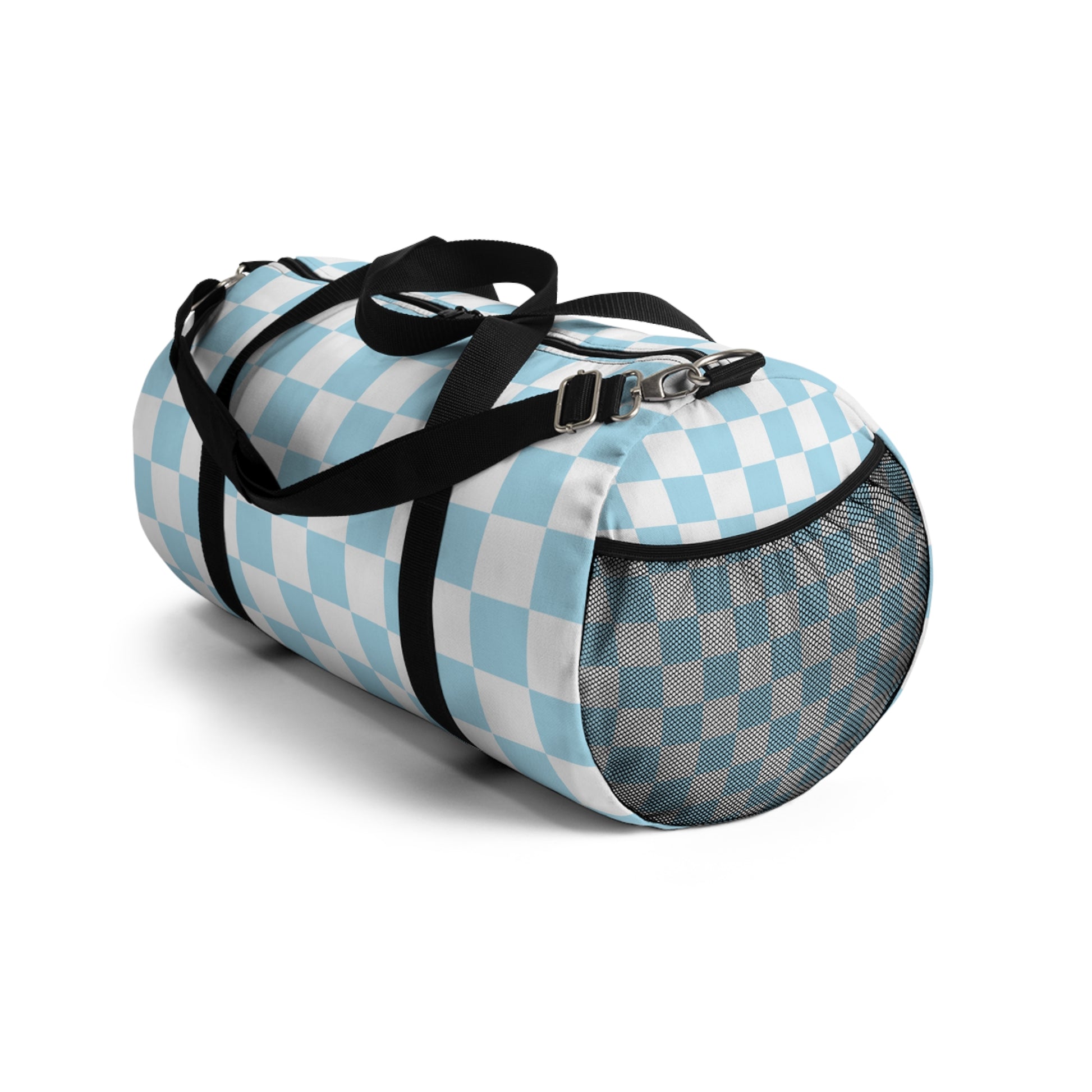 Checkerboard Sky Blue Duffel Bag, Artsulli - Art is Long, Life is Short, Bags, , , , , , , 