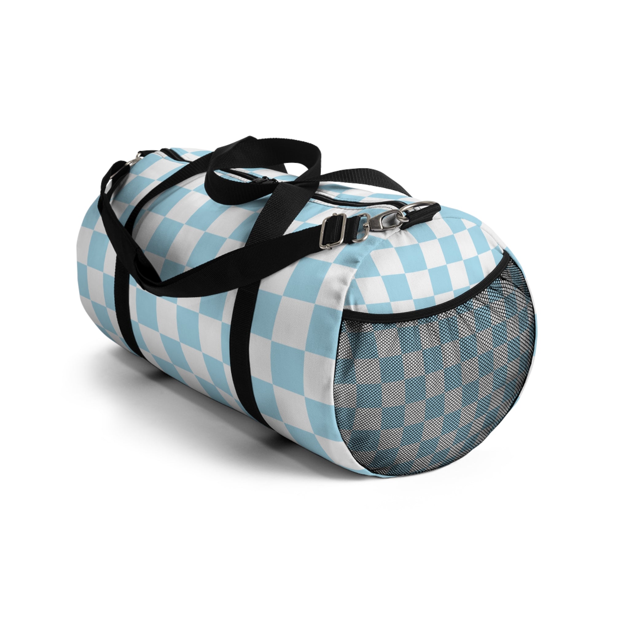 Checkerboard Sky Blue Duffel Bag, Artsulli - Art is Long, Life is Short, Bags, , , , , , , 