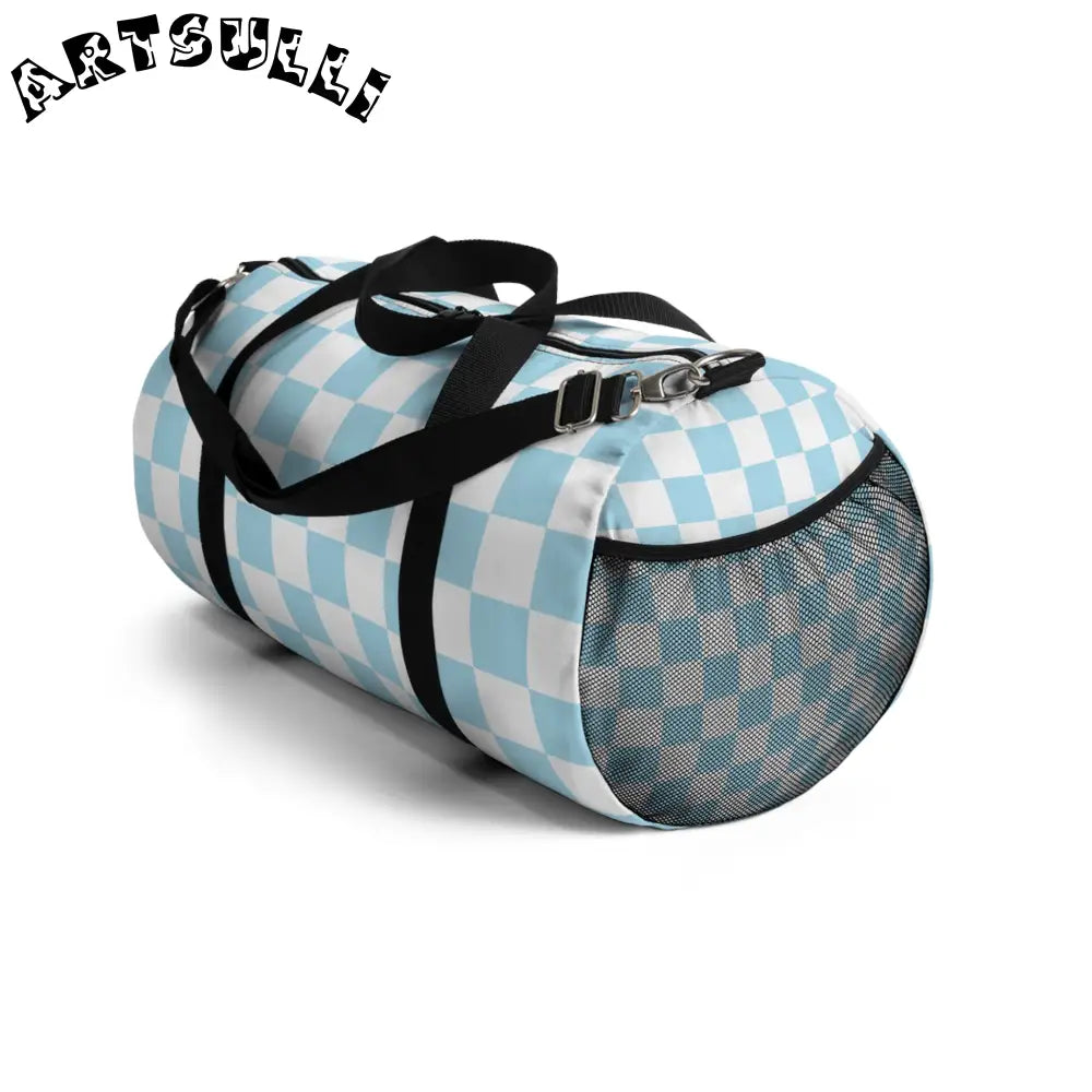 JAKKOUTTHEBXX Checkerboard Sky Blue Duffel Bag JAKKOUTTHEBXX