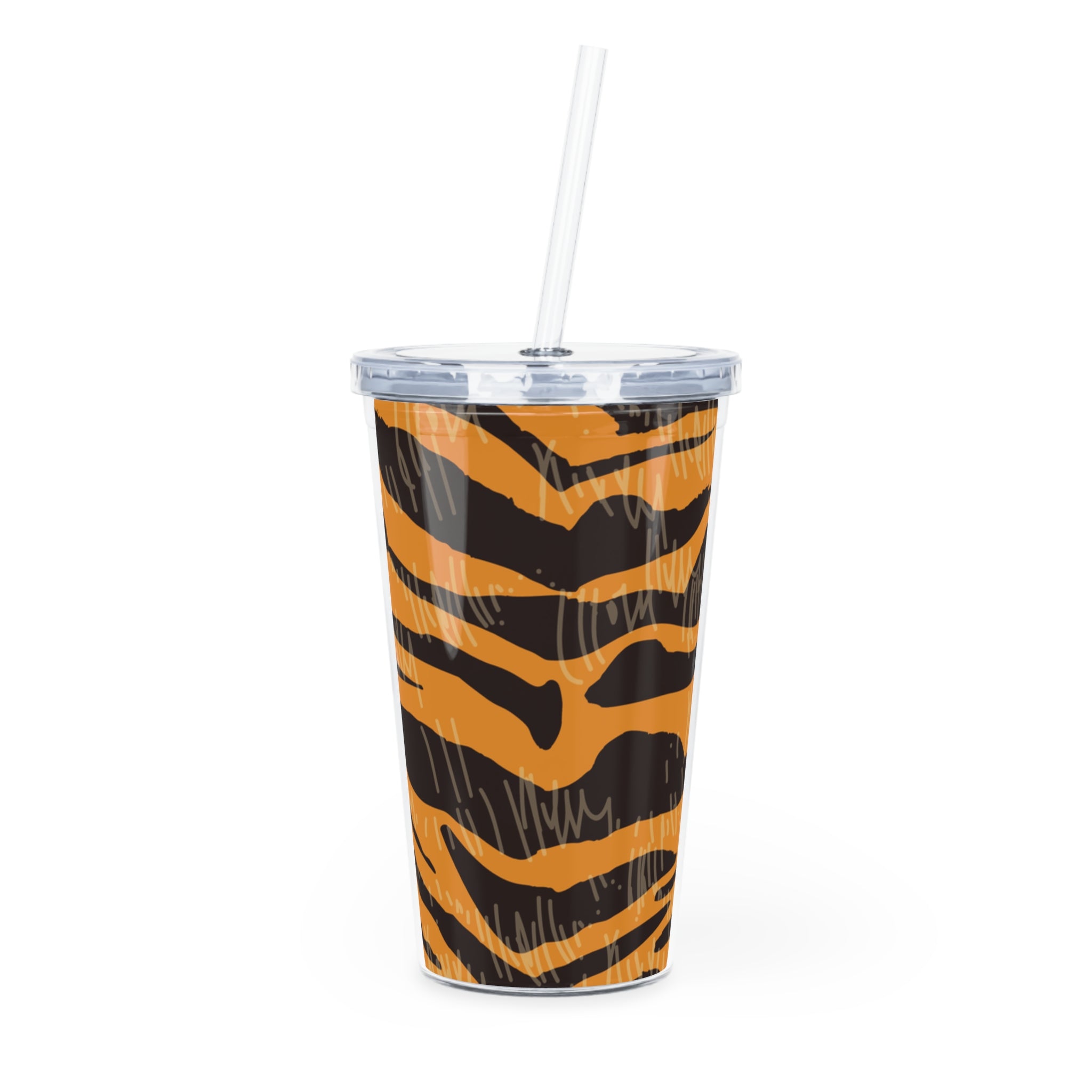 Tiger Scratches Orange & Black Plastic Tumbler with Straw, Artsulli - Art is Long, Life is Short, Mug, Size, 20oz, Color, Transparent, , , 13036886208294