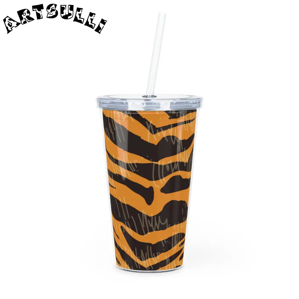 JAKKOUTTHEBXX Tiger Scratches Orange & Black Plastic Tumbler