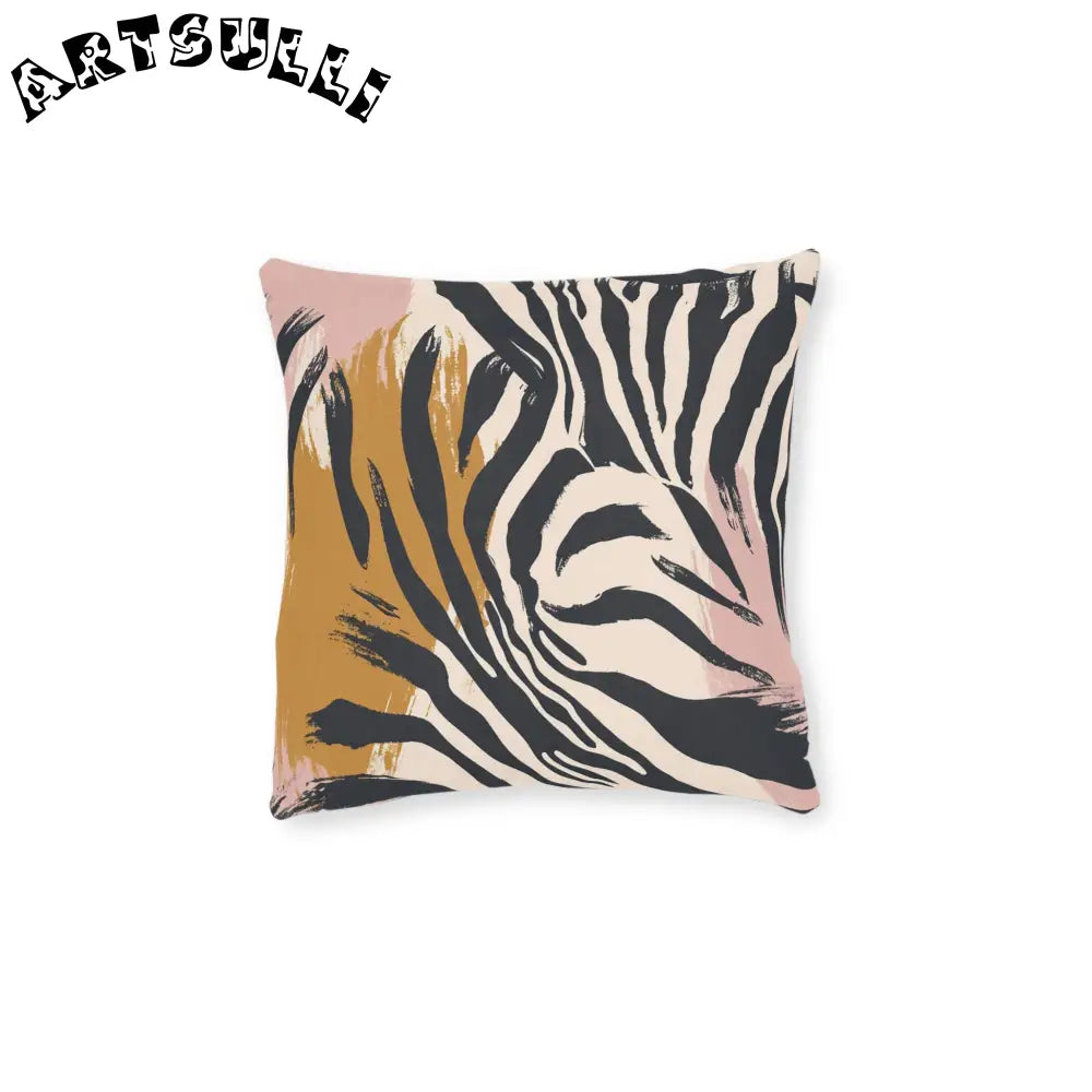 JAKKOUTTHEBXX Abstract Zebra Print Square Pillow in Faux Suede
