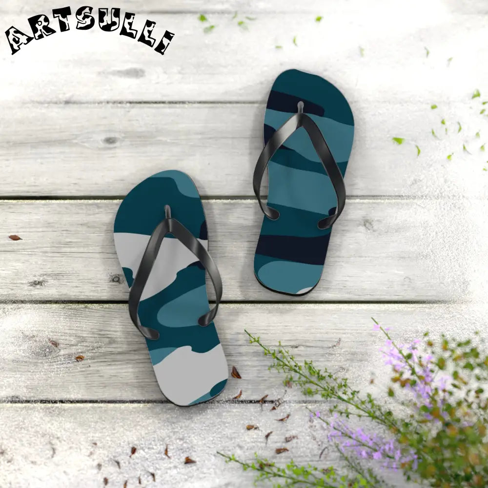 JAKKOUTTHEBXX Blue Camouflage Flip Flops JAKKOUTTHEBXX Artsulli