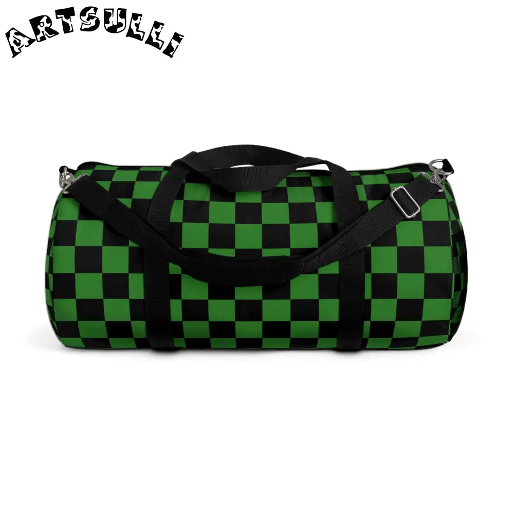 JAKKOUTTHEBXX Checkerboard II Green and Black Duffel Bag