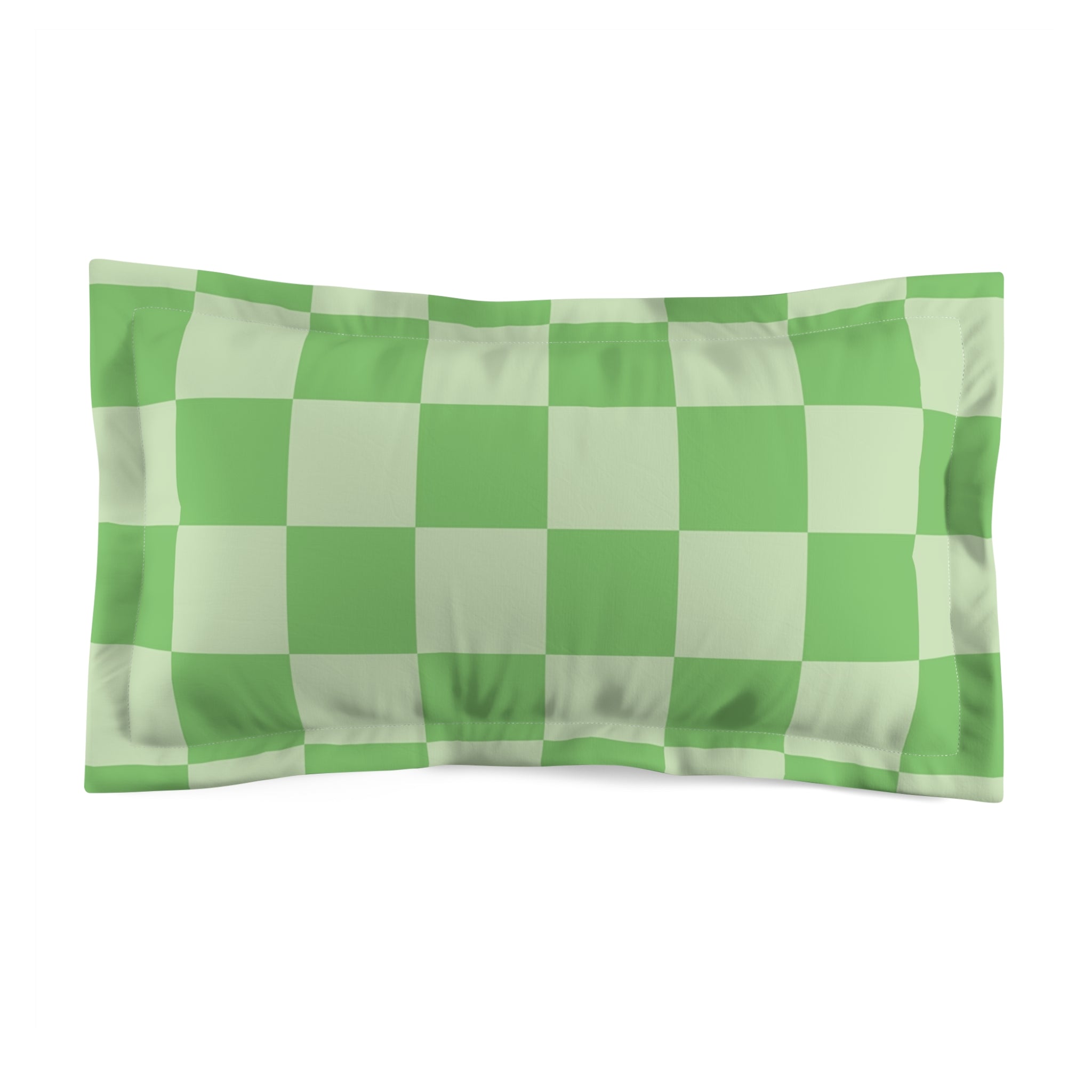Checkerboard Green Microfiber Pillow Sham, Artsulli - Art is Long, Life is Short, Home Decor, Size, King, , , , , 11047385797068605740
