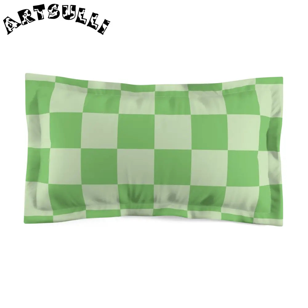 JAKKOUTTHEBXX Checkerboard Green Microfiber Pillow Sham
