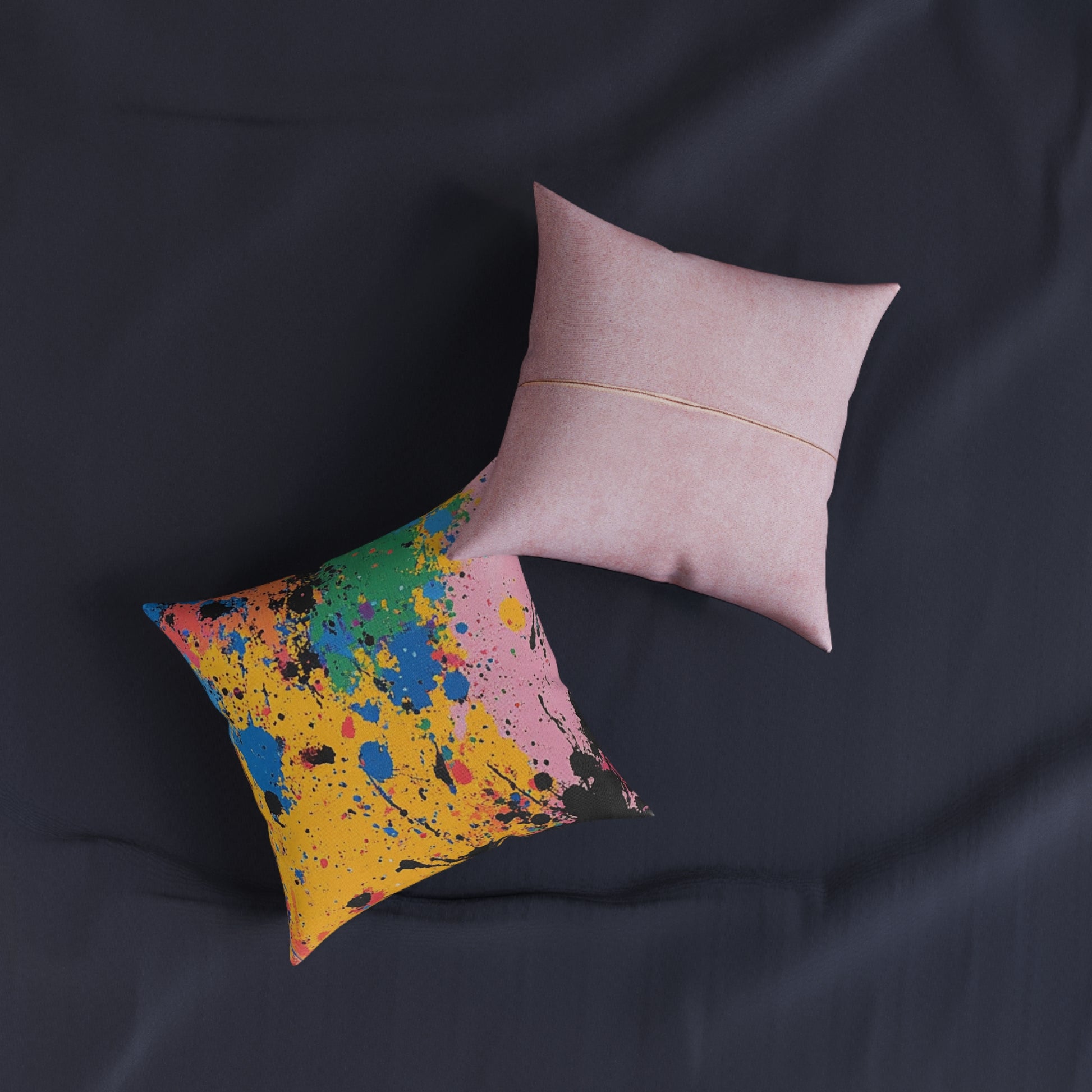The Colors Of Paint Splatter Square Pillow - Pink Back, Artsulli - Art is Long, Life is Short, Home Decor, , , , , , , 
