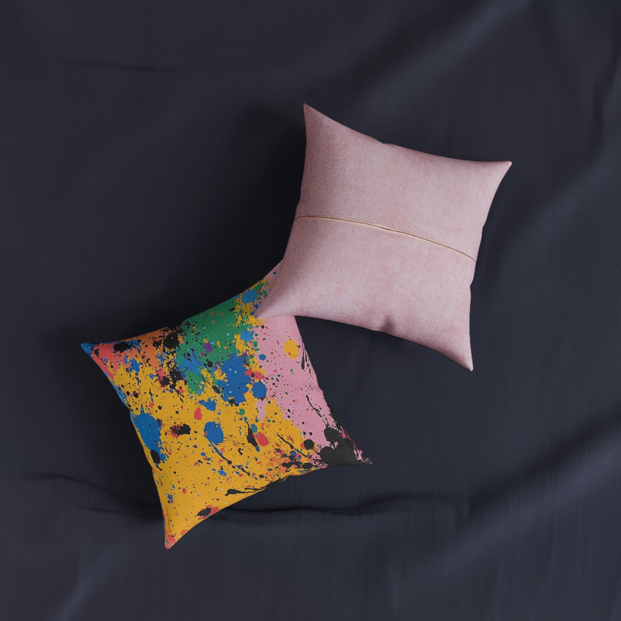 The Colors Of Paint Splatter Square Pillow - Pink Back, Artsulli - Art is Long, Life is Short, Home Decor, , , , , , , 