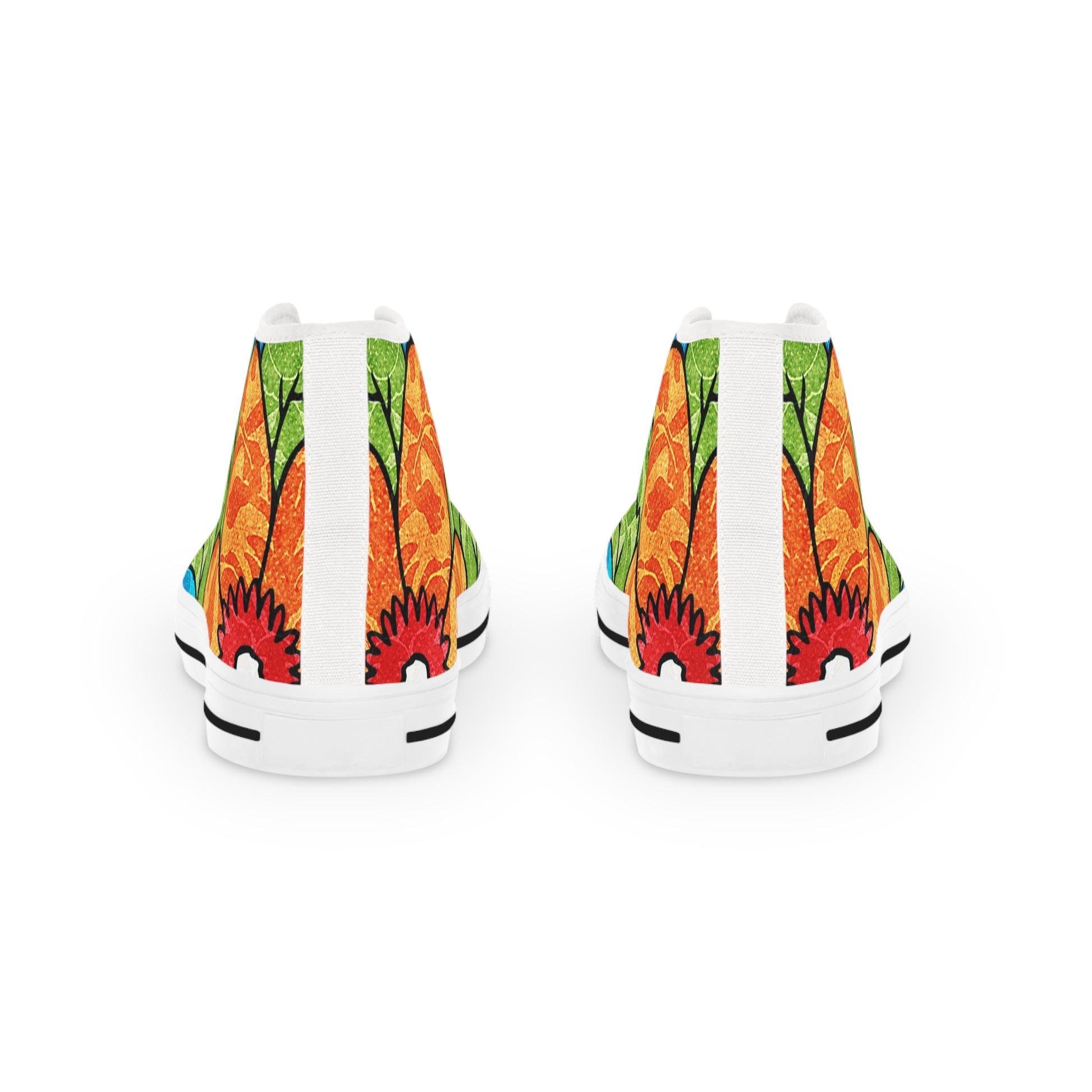 Blue Orange Groovy Men's High Top Sneakers, Artsulli - Art is Long, Life is Short, Shoes, , , , , , , 