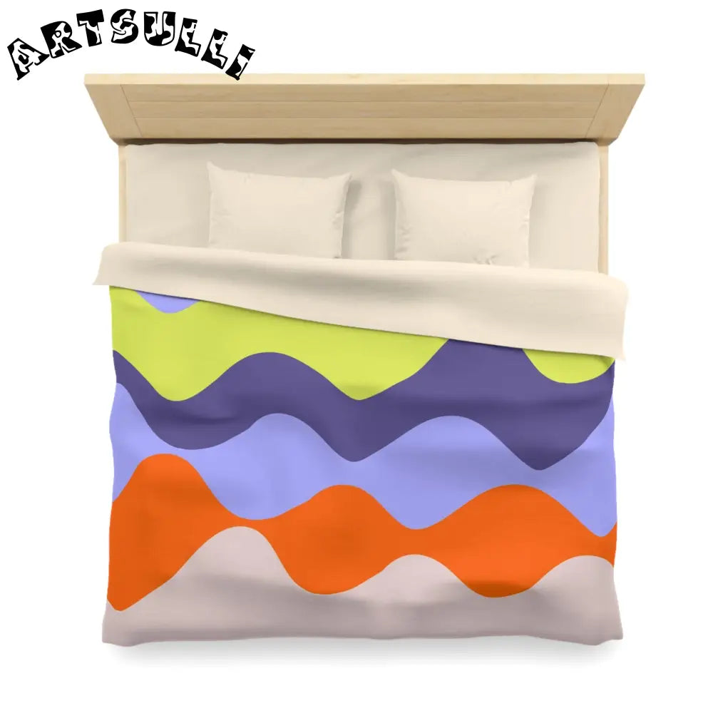 JAKKOUTTHEBXX Waves Red and Blue Microfiber Duvet Cover