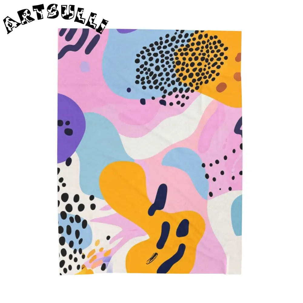JAKKOUTTHEBXX Colorful Abstract Dots and Shapes Velveteen Plush