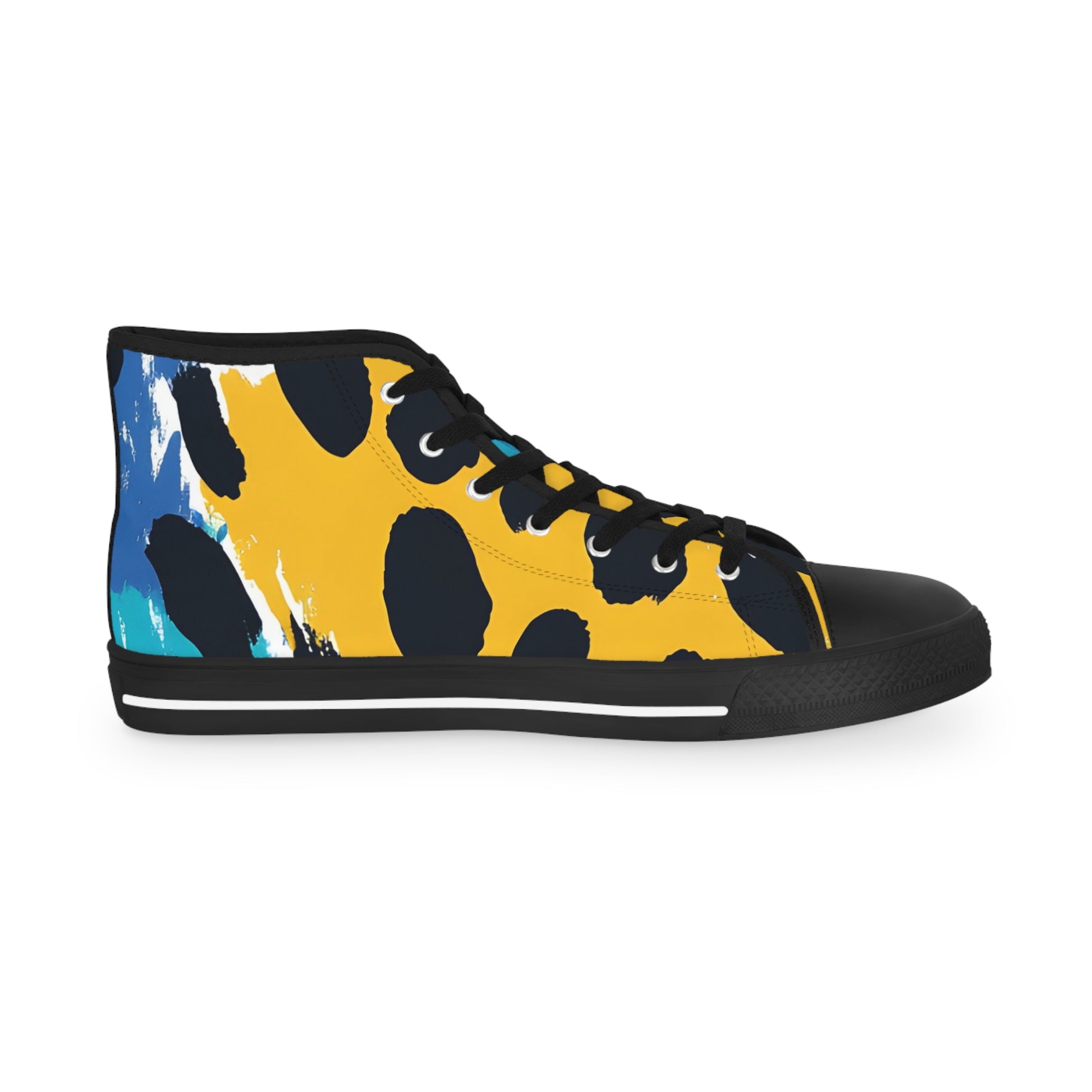 Leopard Print x Paint Brush Strokes Multi-Color Men's High Top Sneakers, Artsulli - Art is Long, Life is Short, Shoes, , , , , , , 