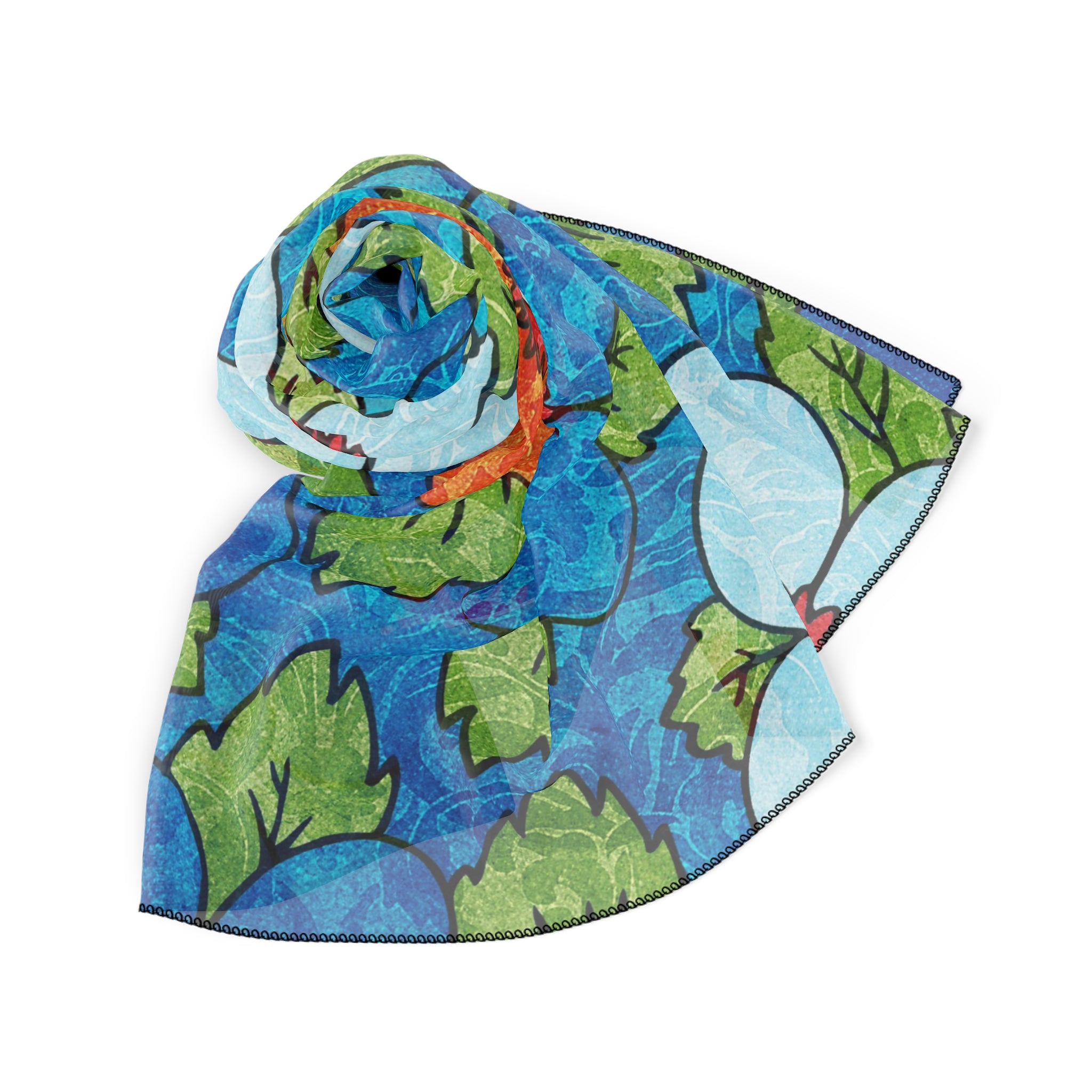 Blue Orange Groovy Poly Scarf, Artsulli - Art is Long, Life is Short, Accessories, , , , , , , 