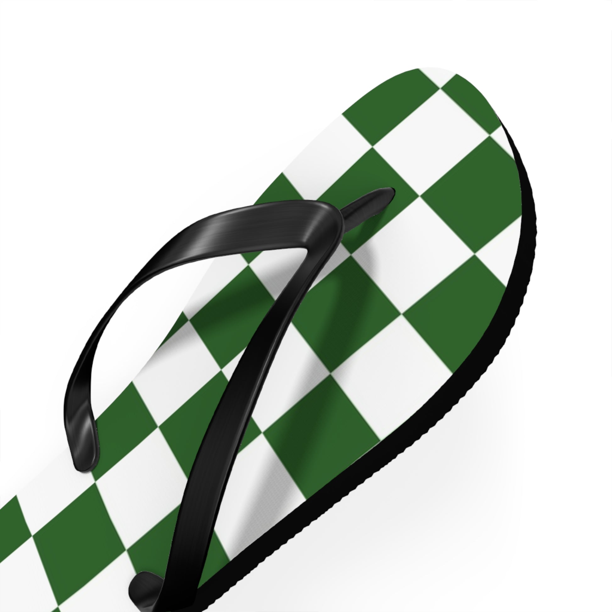 Checkerboard White and Dark Green Flip Flops, Artsulli - Art is Long, Life is Short, Shoes, , , , , , , 