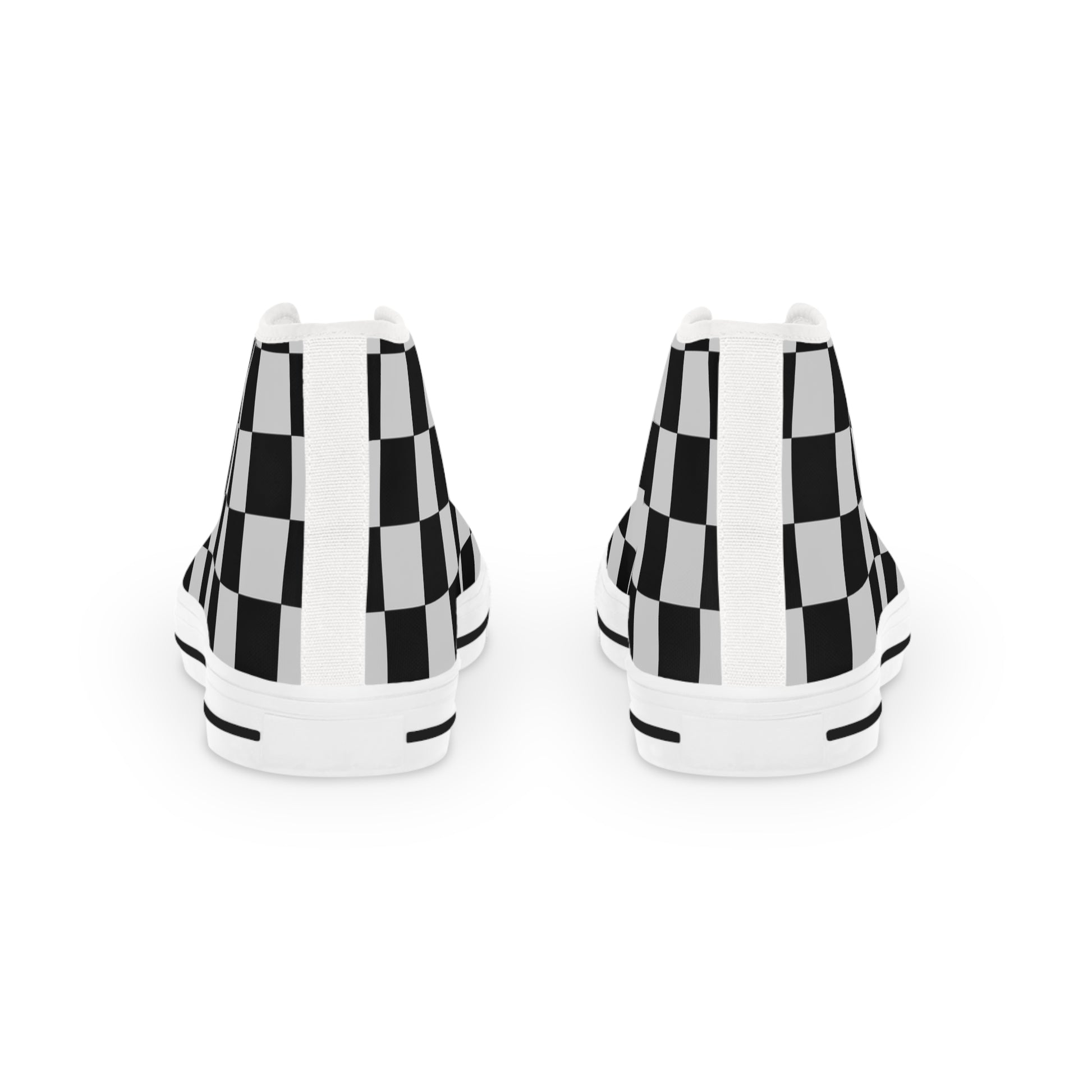 Checkerboard Dada Black and Light Gray Men's High Top Sneakers, Artsulli - Art is Long, Life is Short, Shoes, , , , , , , 