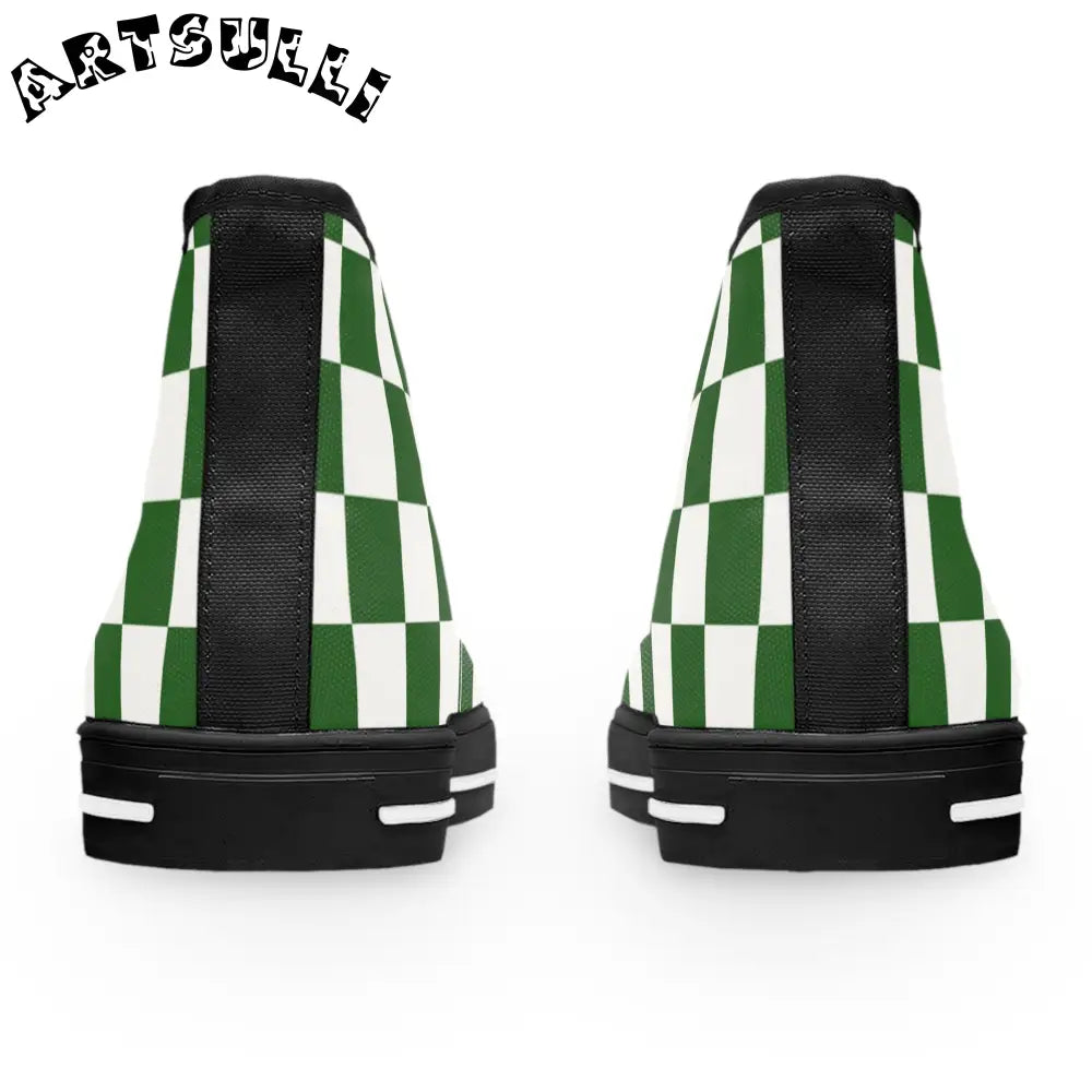 JAKKOUTTHEBXX Checkerboard White and Dark Green Women’s High Top