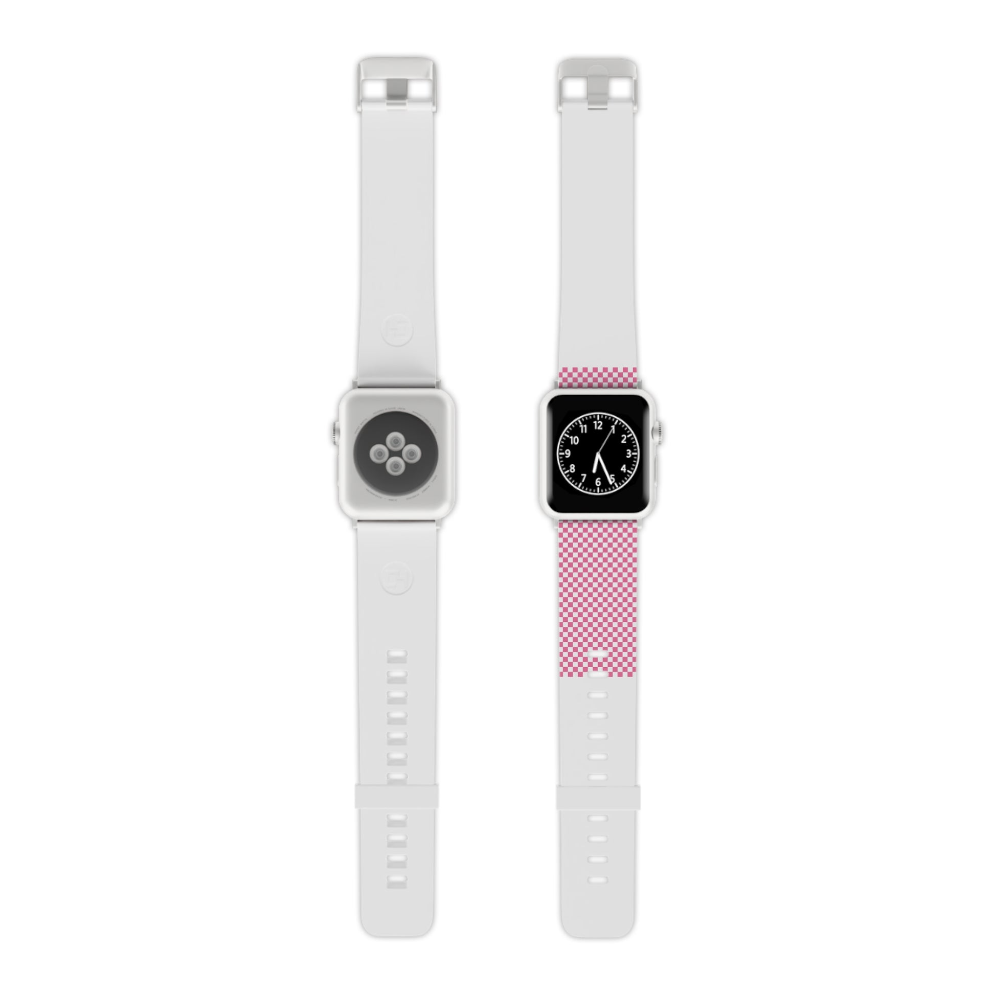 Yuyushiki Pink Check Watch Band for Apple Watch, Artsulli - Art is Long, Life is Short, Accessories, Size, 8'' × 0.75'' / 38 - 40 mm, Color, Silver, , , 11951846818680544670