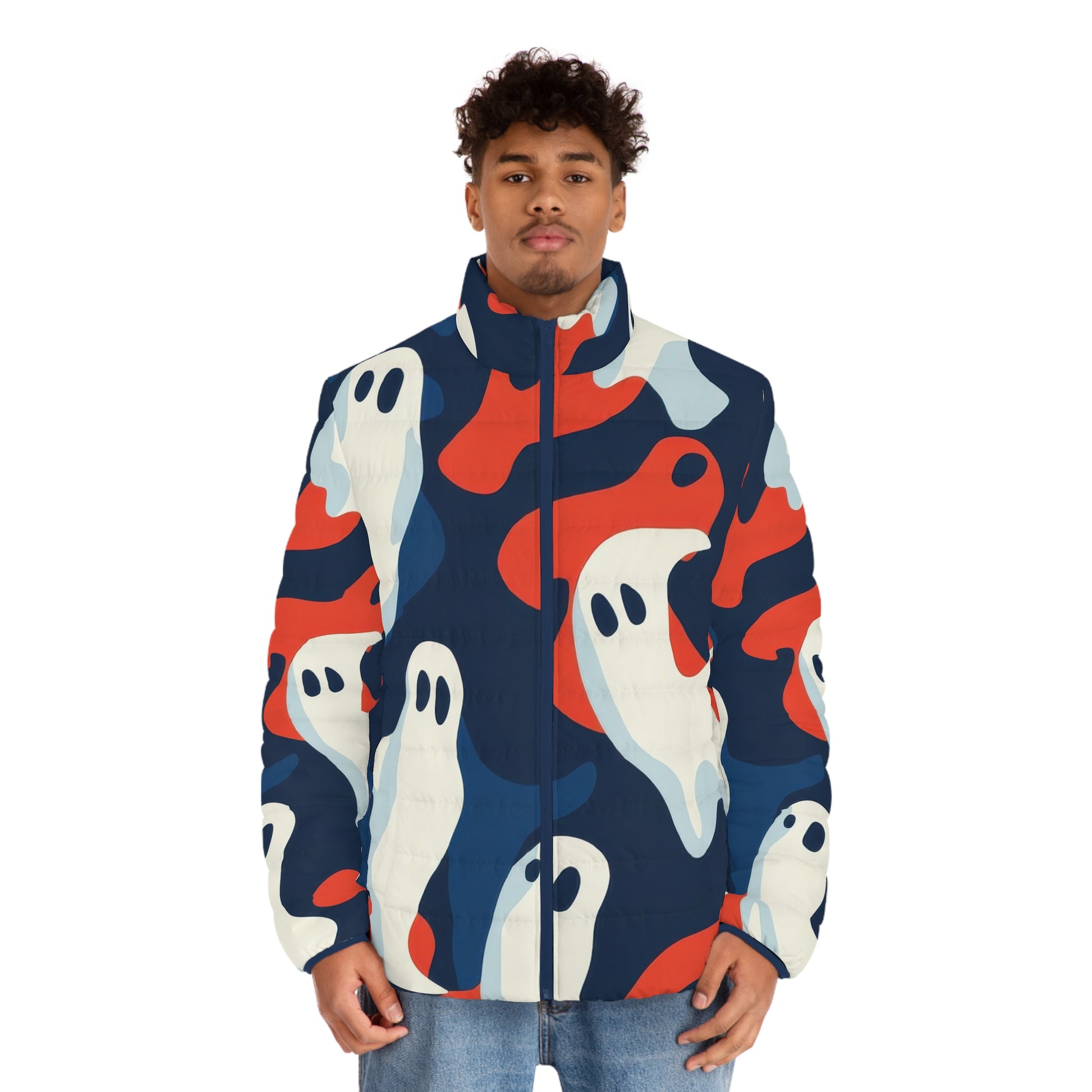 Camo Ghosts Men's Puffer Jacket (AOP), Artsulli - Art is Long, Life is Short, All Over Prints, , , , , , , 