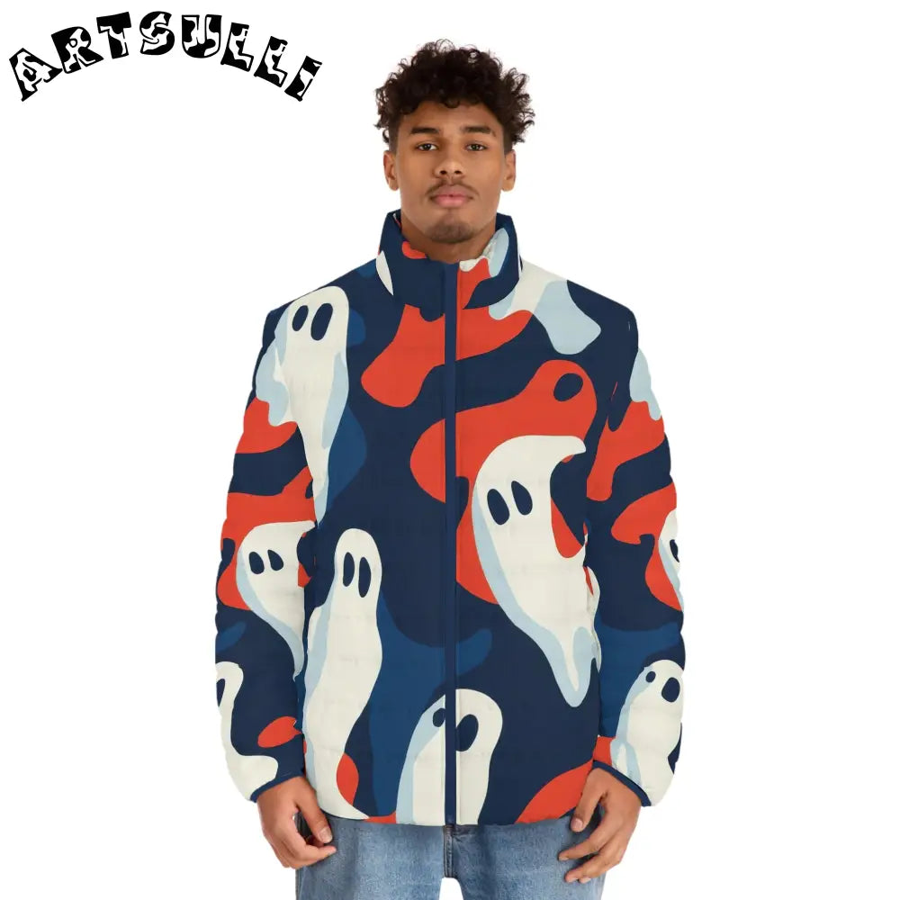 JAKKOUTTHEBXX Camo Ghosts Men’s Puffer Jacket (AOP) JAKKOUTTHEBXX