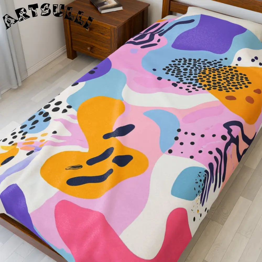 JAKKOUTTHEBXX Colorful Abstract Dots and Shapes II Velveteen Plush