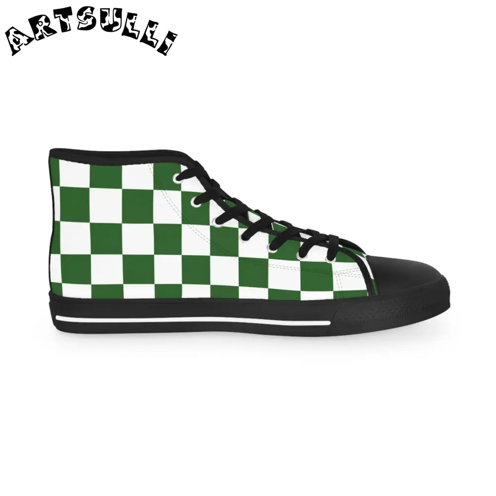 JAKKOUTTHEBXX Checkerboard White and Dark Green Men’s High Top
