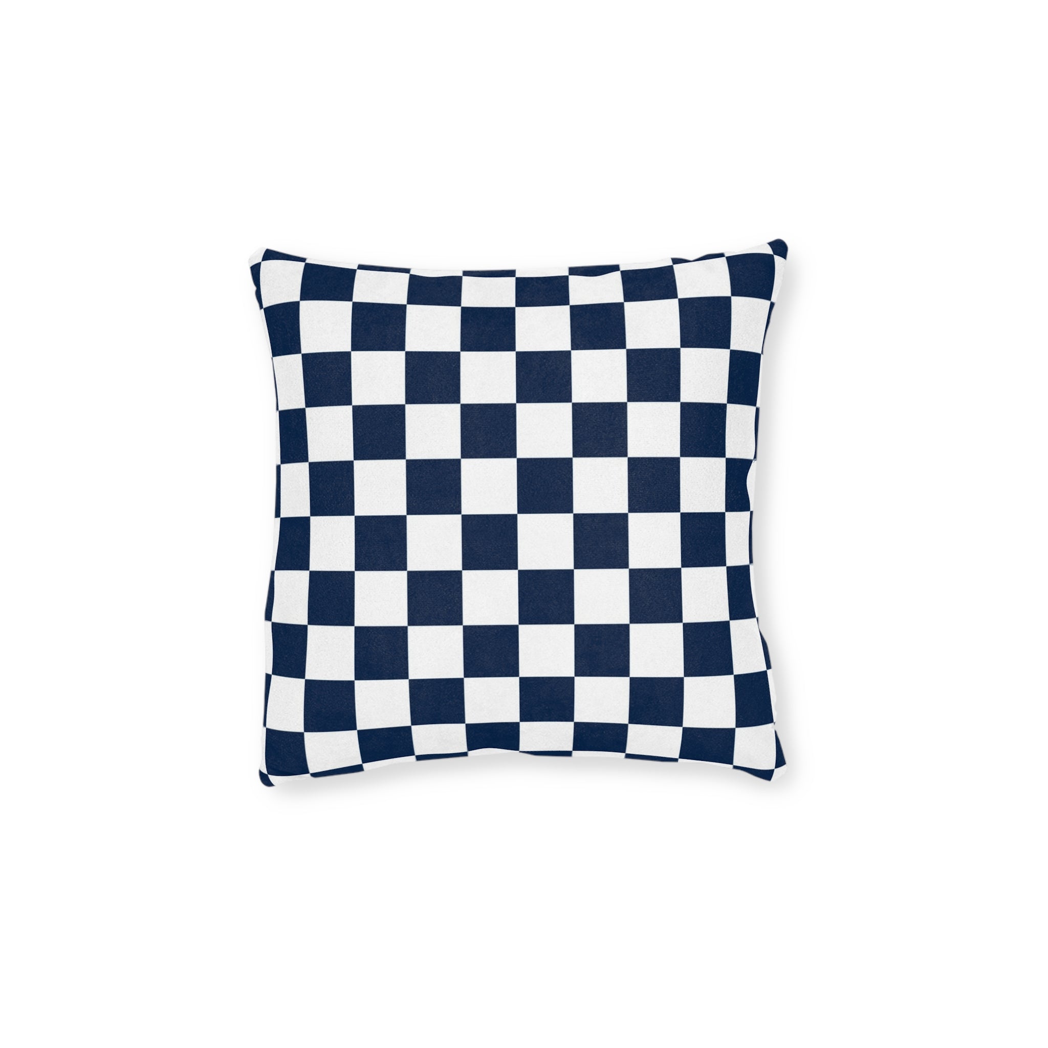 Checkerboard White and Navy Blue Square Pillow, Artsulli - Art is Long, Life is Short, Home Decor, Size, 12" × 12", , , , , 44245431499936214087