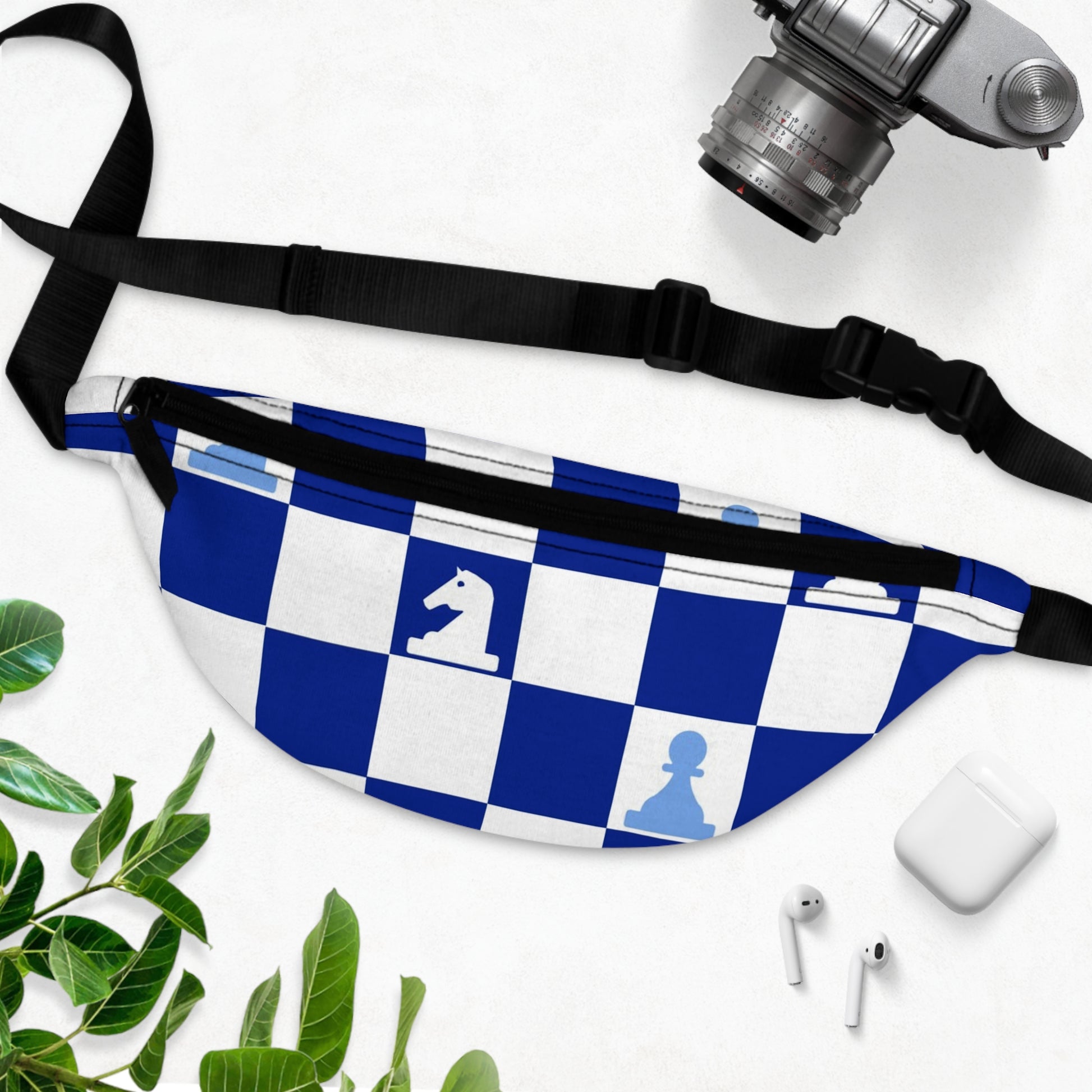 Chessboard Navy Blue Fanny Pack, Artsulli - Art is Long, Life is Short, Bags, , , , , , , 