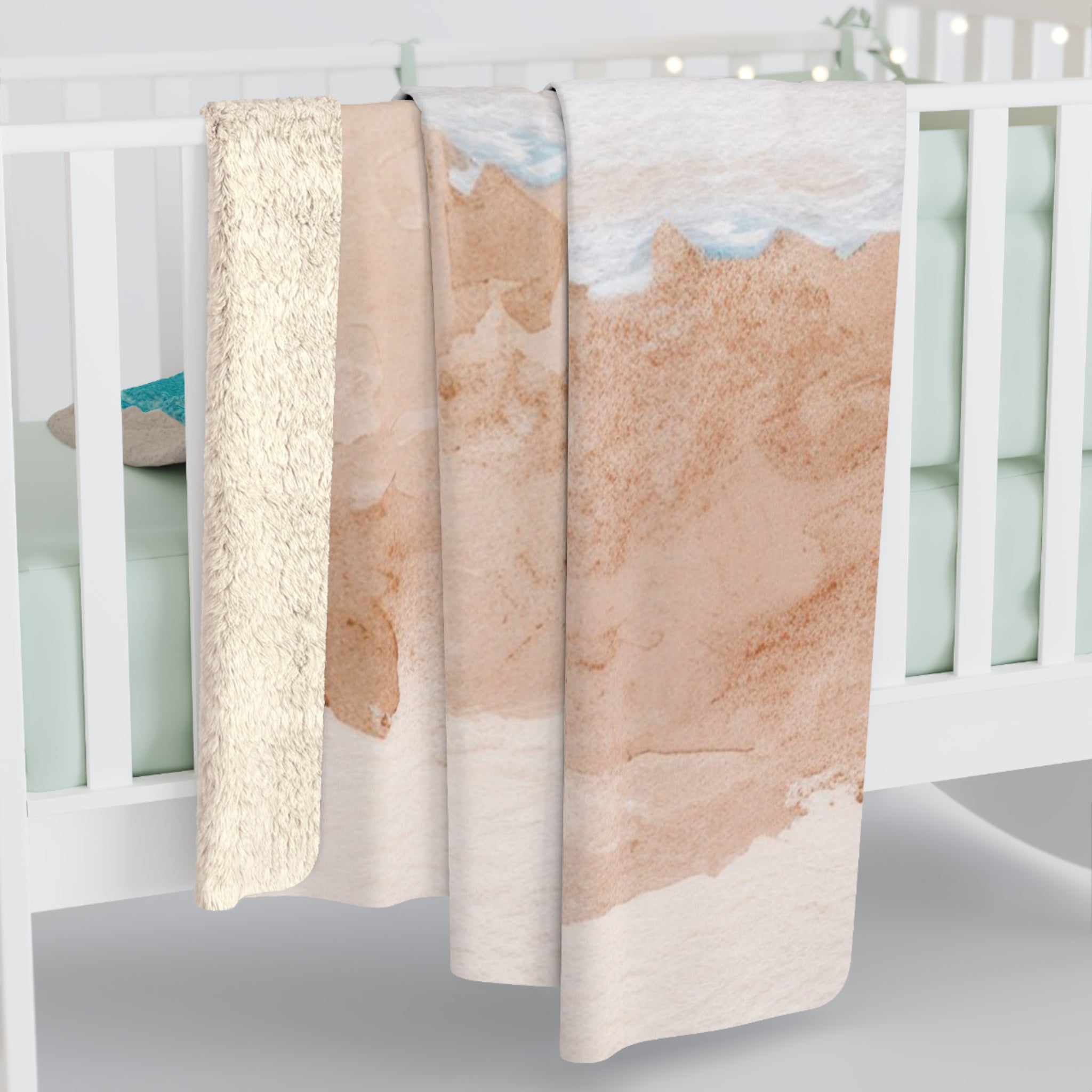 Seashore Sherpa Fleece Blanket, Artsulli - Art is Long, Life is Short, Home Decor, , , , , , , 