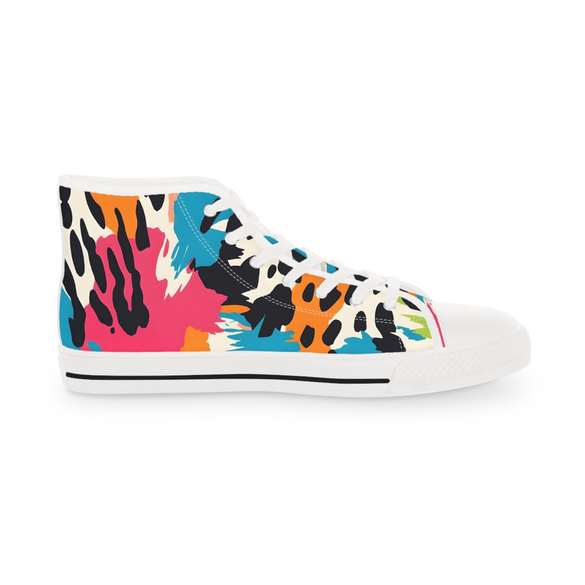 Wild Brush Strokes x Animal Print Multi-Color Men's High Top Sneakers, Artsulli - Art is Long, Life is Short, Shoes, , , , , , , 