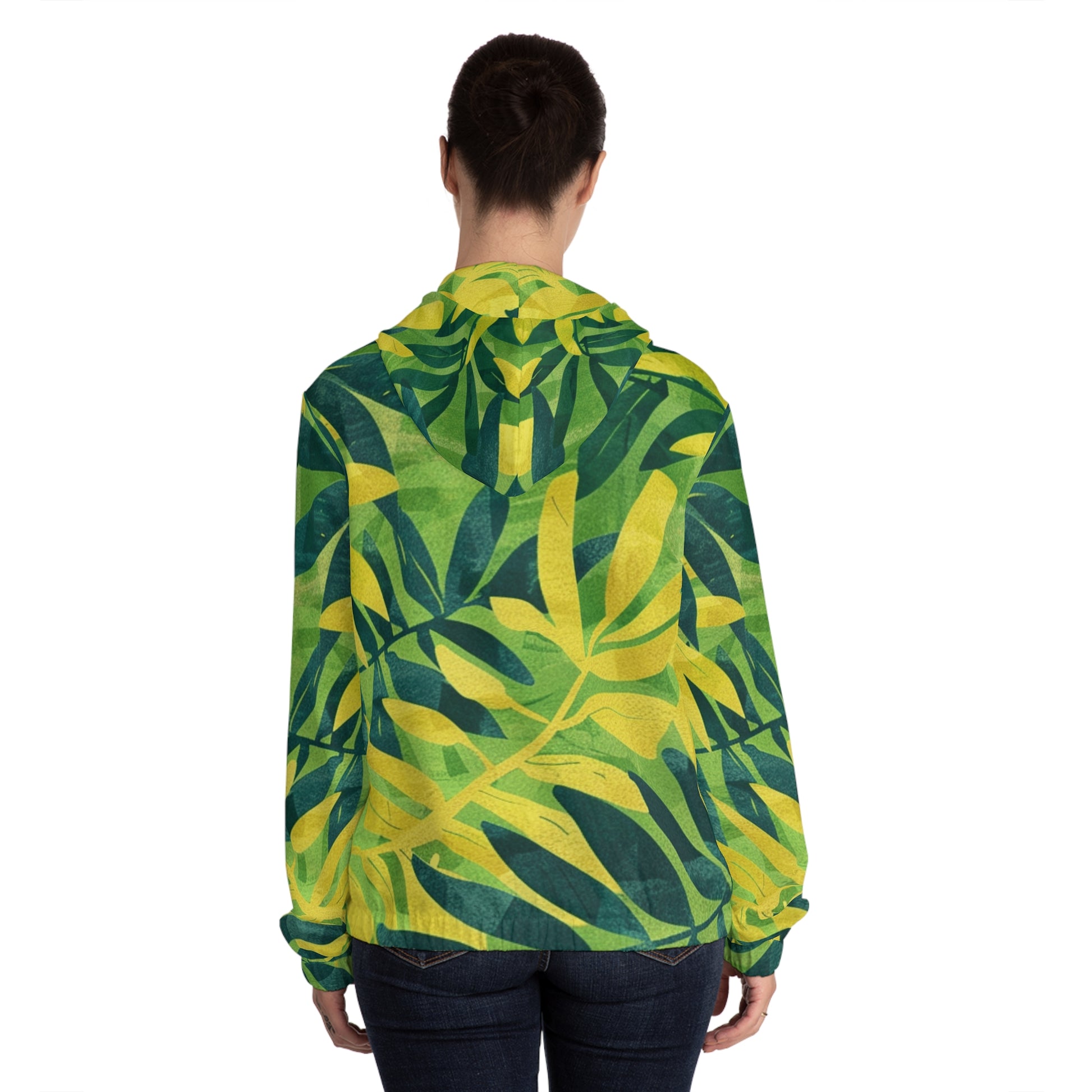 Green Leaf x Yellow Leaf x Tropical x Jungle Women’s Full-Zip Hoodie (AOP), Artsulli - Art is Long, Life is Short, All Over Prints, , , , , , , 