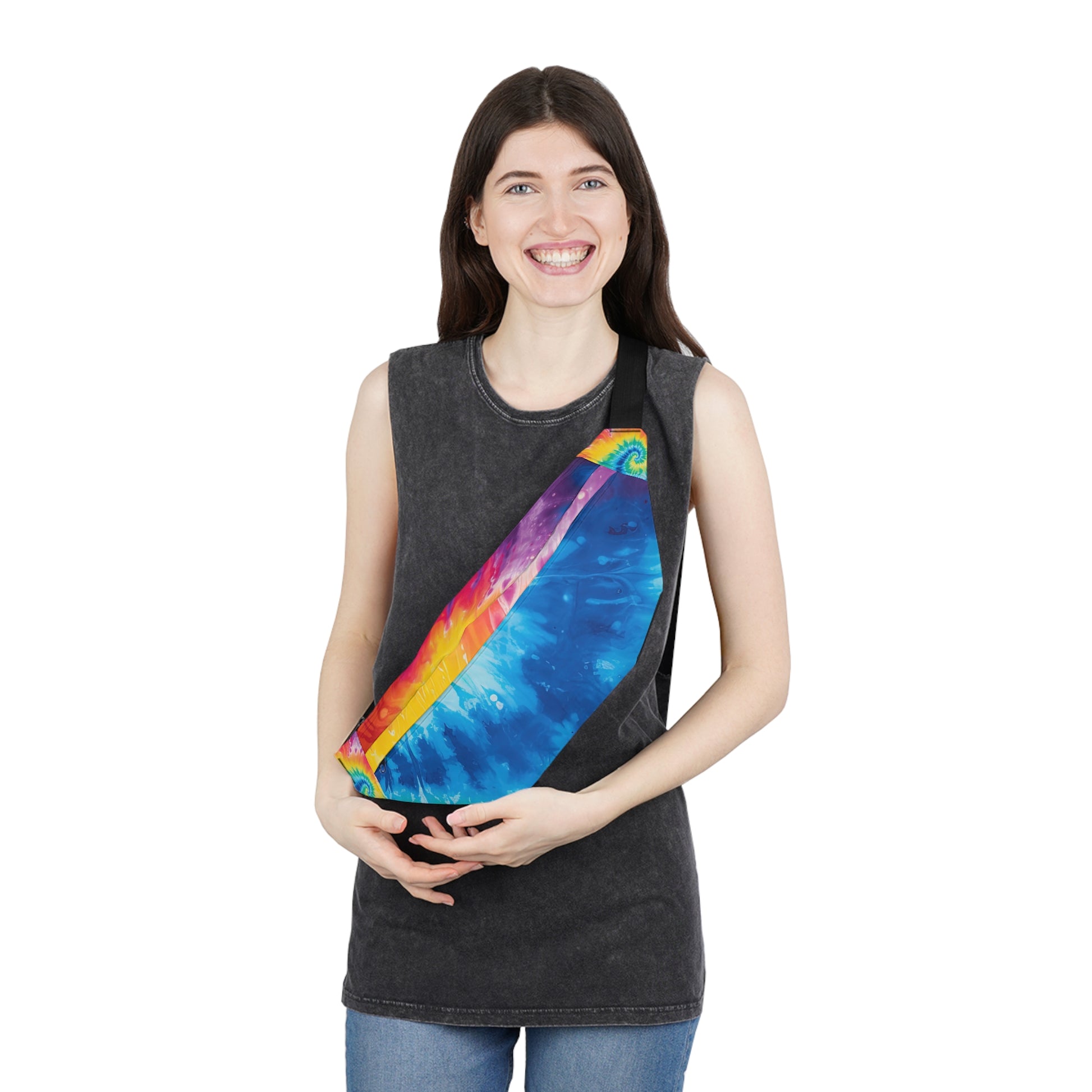 Tie Dye Large Fanny Pack, Artsulli - Art is Long, Life is Short, Bags, , , , , , , 