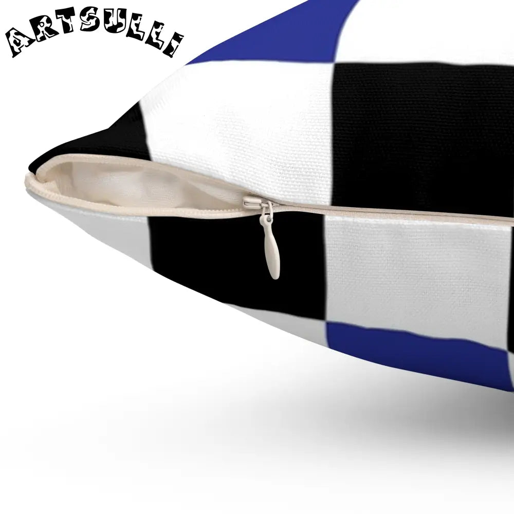 JAKKOUTTHEBXX Checkerboard Blue White and Black Spun Polyester